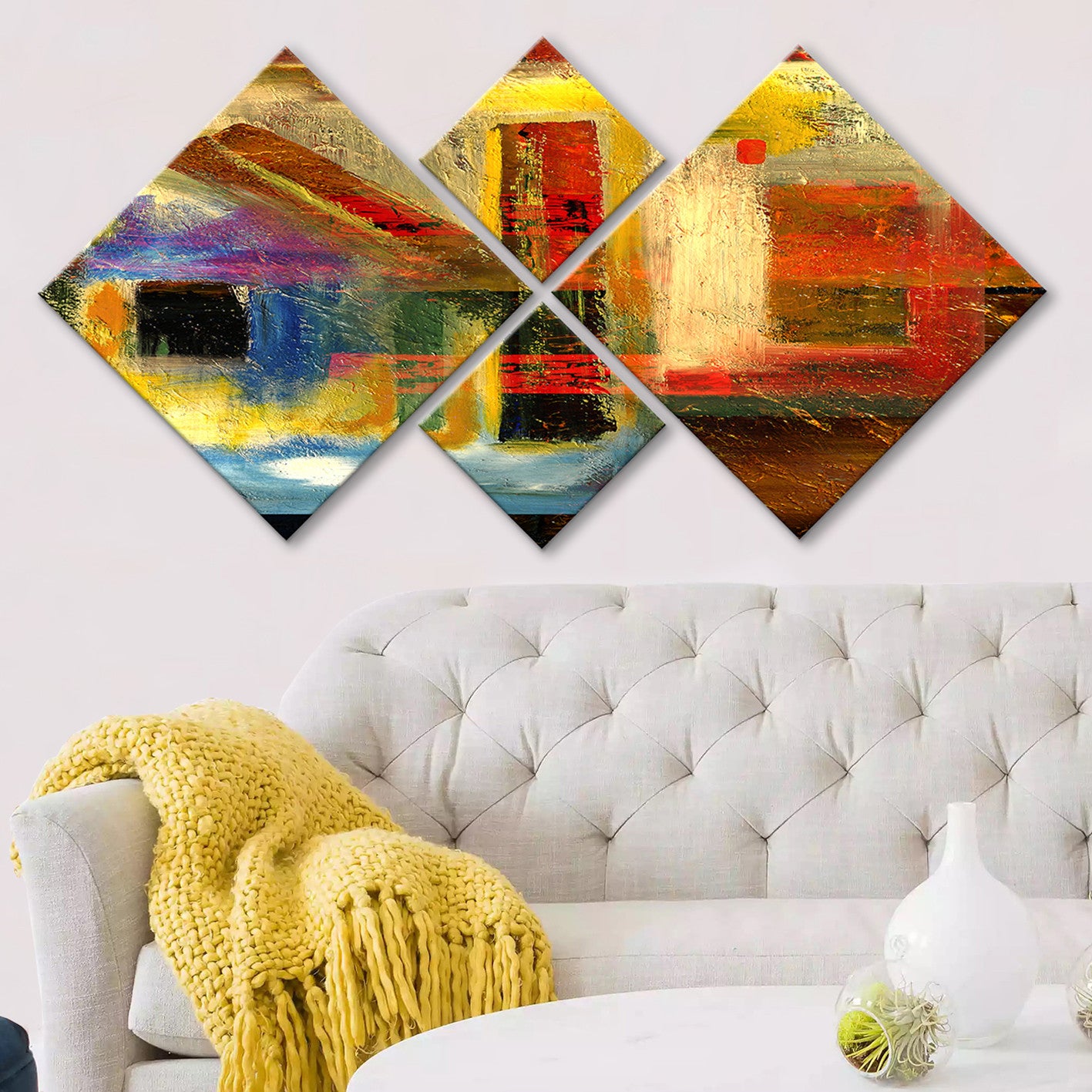 Conjunto Decorativo MDF Multicolor 4 Peças - Impressão UV Premium para Parede