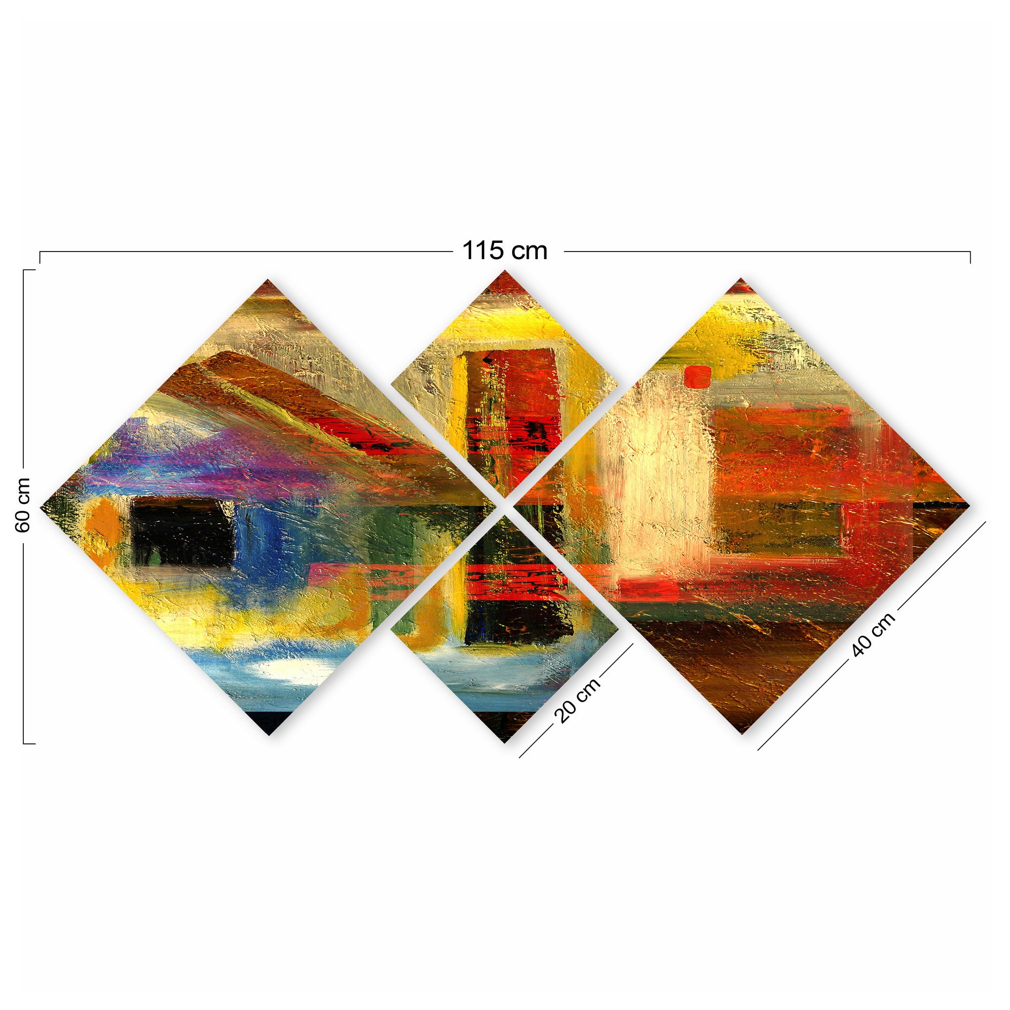 Conjunto Decorativo MDF Multicolor 4 Peças - Impressão UV Premium para Parede