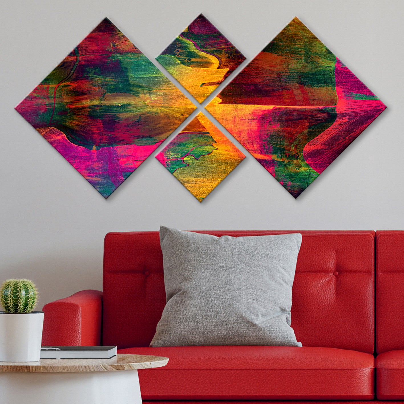 Conjunto Decorativo MDF Multicolor 4 Peças - Impressão UV Premium para Parede