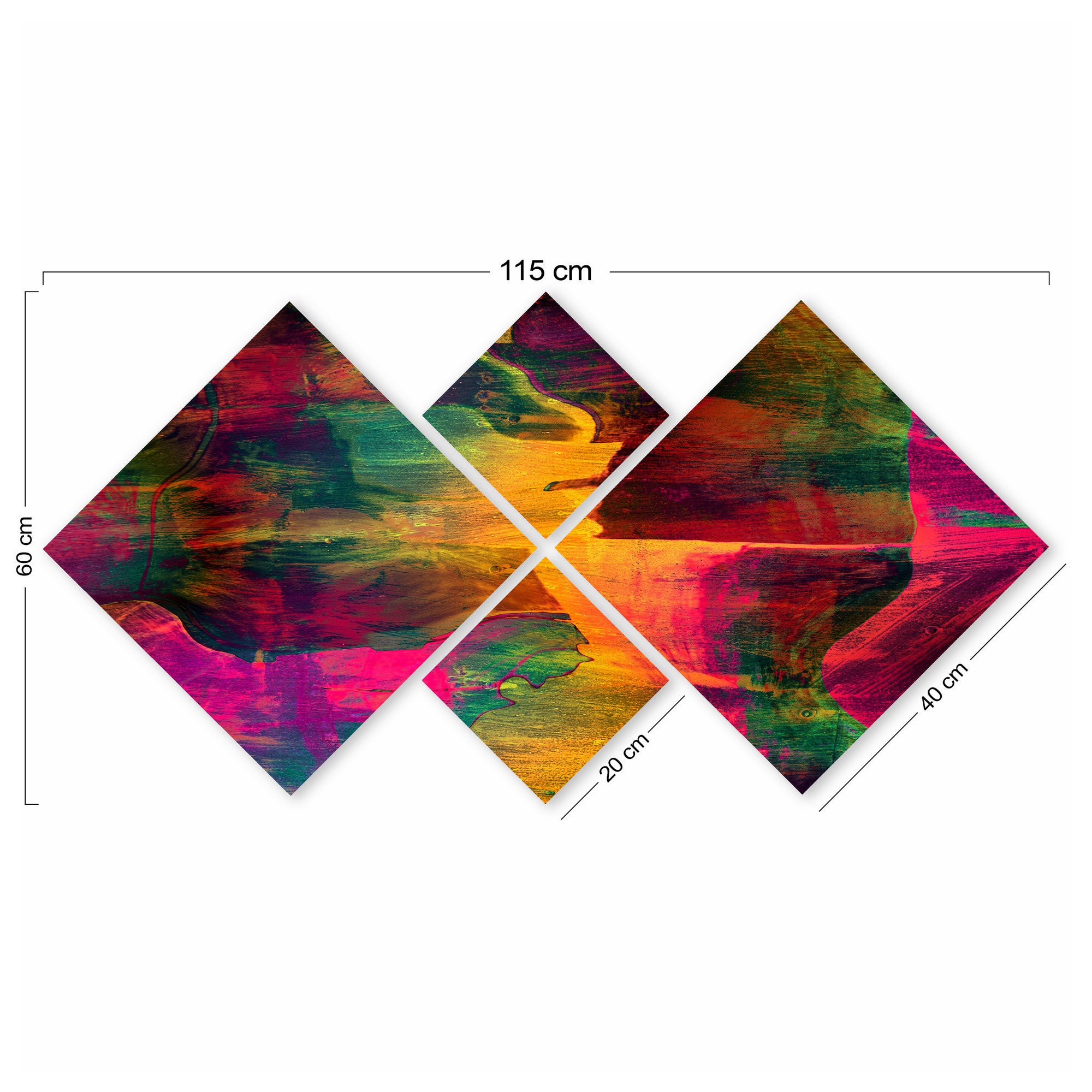 Conjunto Decorativo MDF Multicolor 4 Peças - Impressão UV Premium para Parede