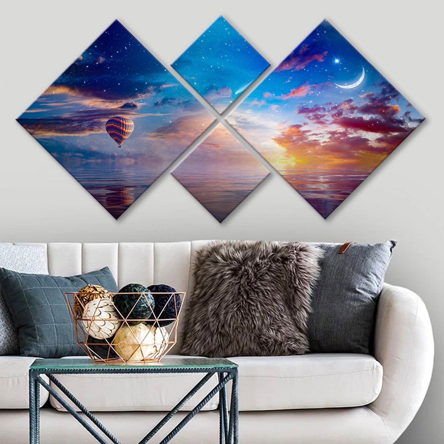 Conjunto Decorativo MDF Multicolor 4 Peças - Impressão UV Premium para Parede