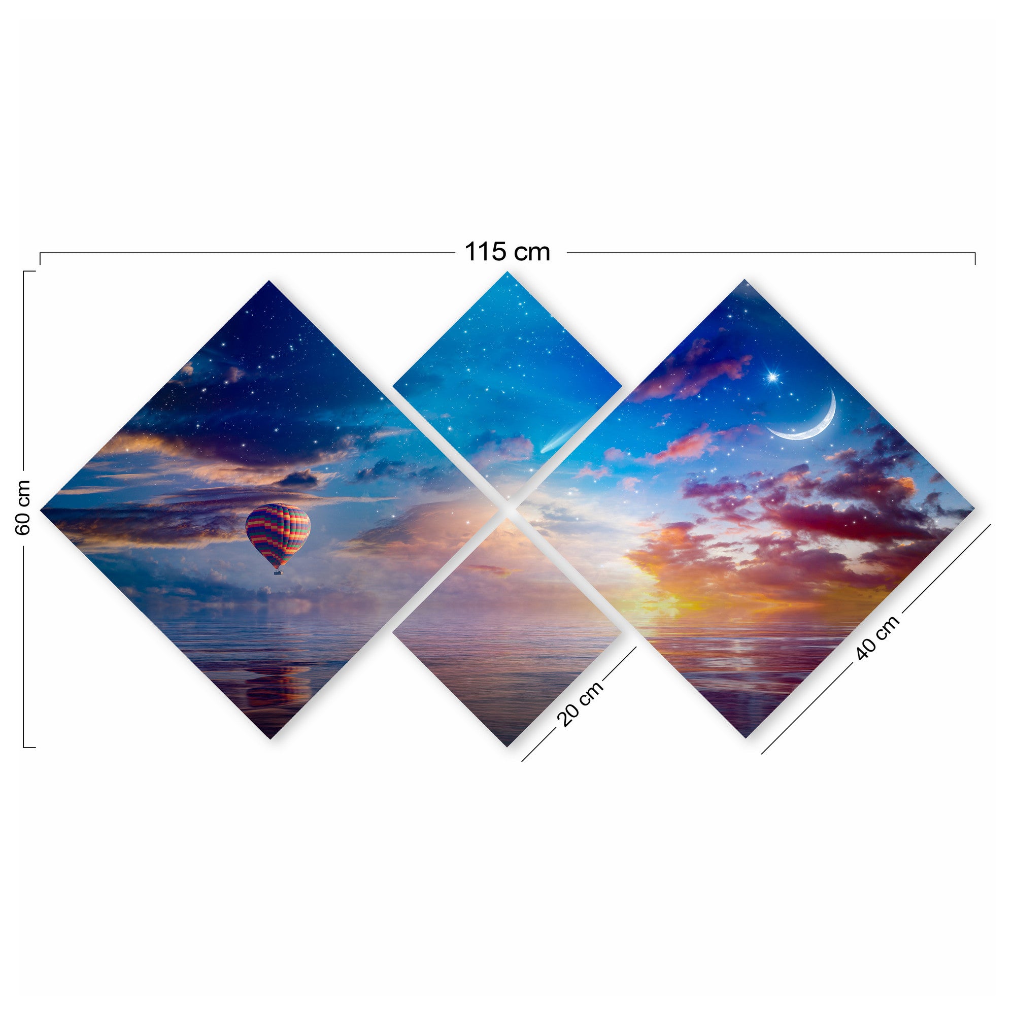 Conjunto Decorativo MDF Multicolor 4 Peças - Impressão UV Premium para Parede