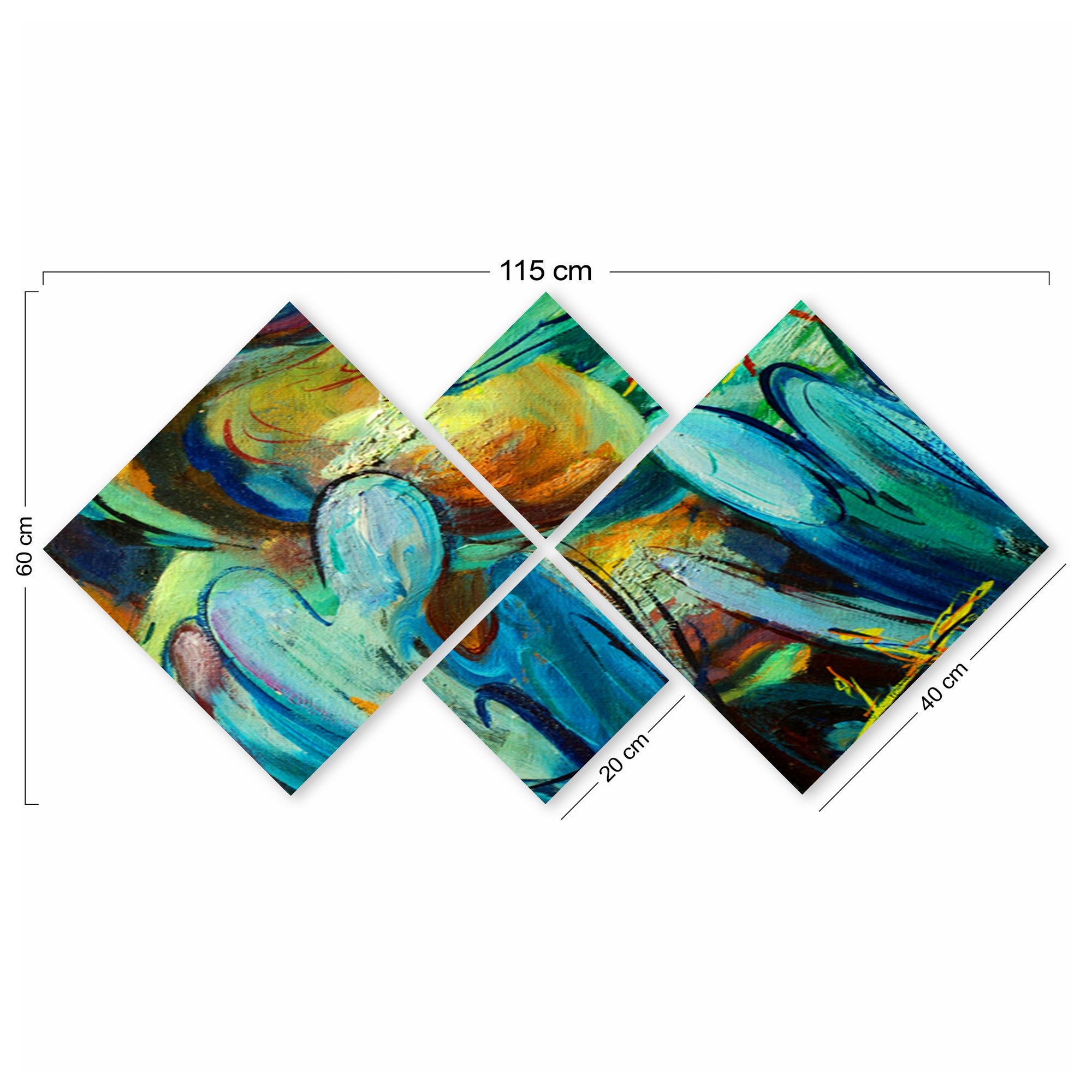 Conjunto Decorativo MDF Multicolor 4 Peças - Impressão UV Premium para Parede