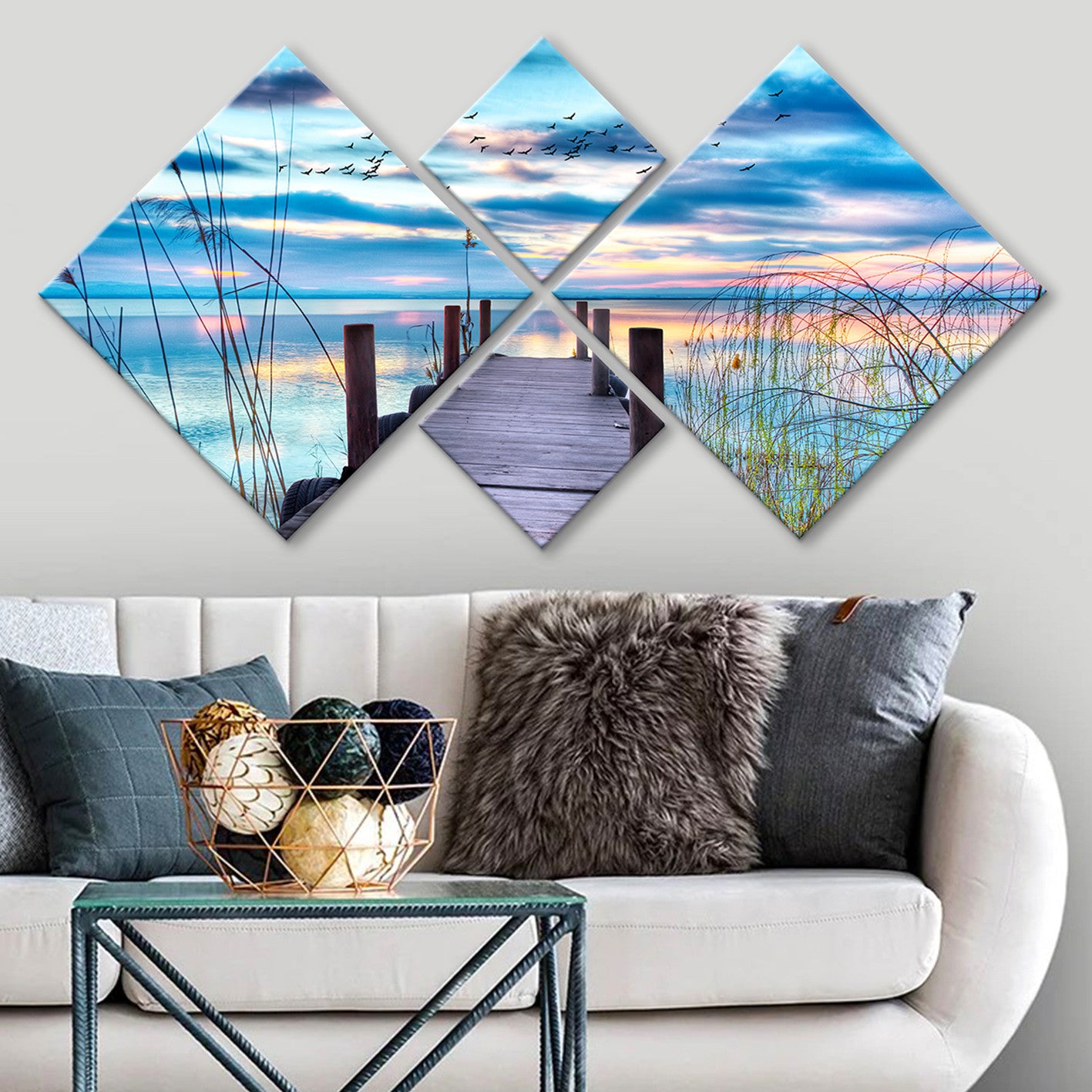 Conjunto Decorativo MDF Multicolor 4 Peças - Impressão UV Premium para Parede