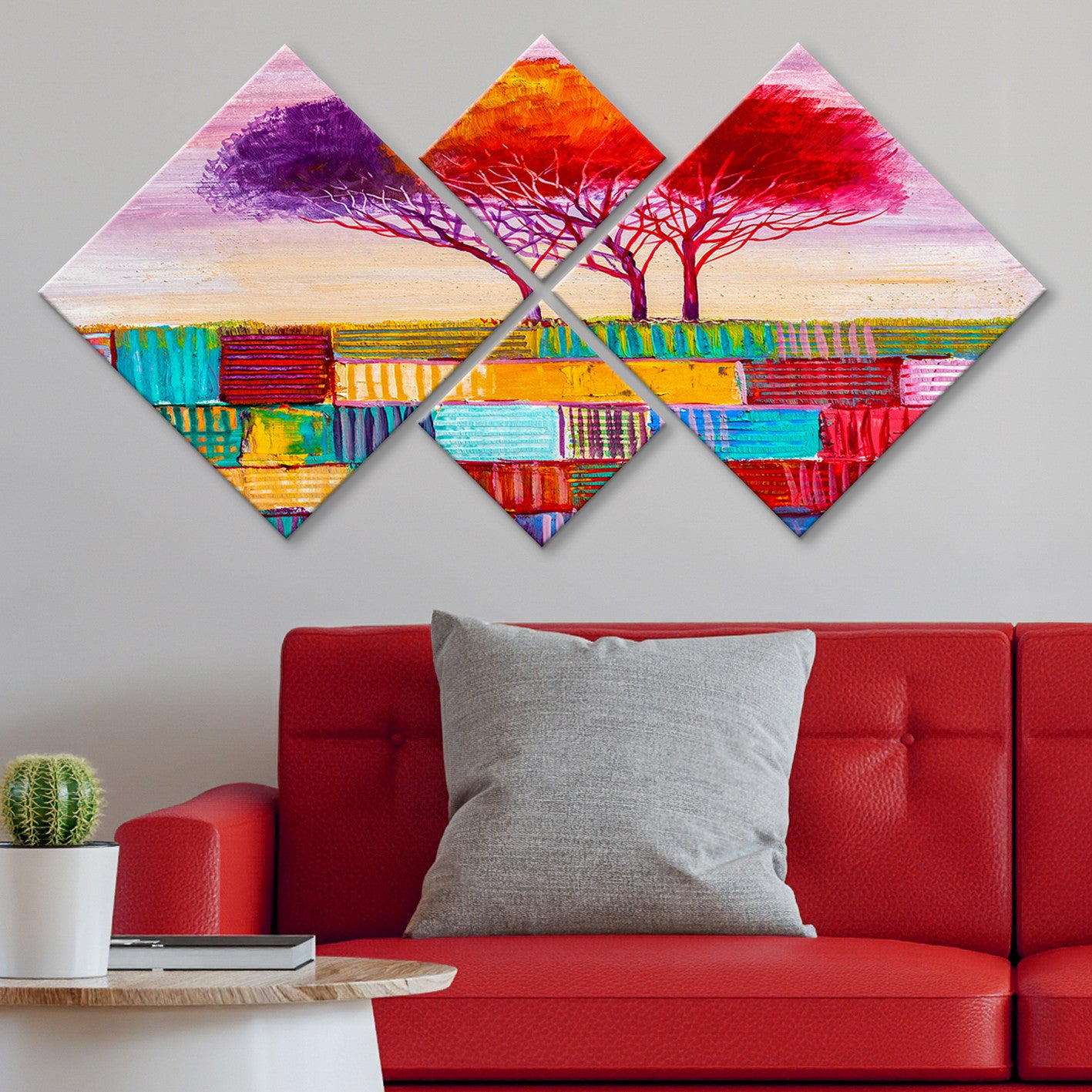 Conjunto Decorativo MDF Multicolor 4 Peças - Impressão UV Premium para Parede