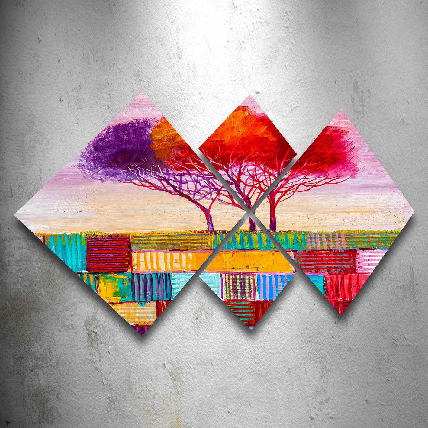 Conjunto Decorativo MDF Multicolor 4 Peças - Impressão UV Premium para Parede