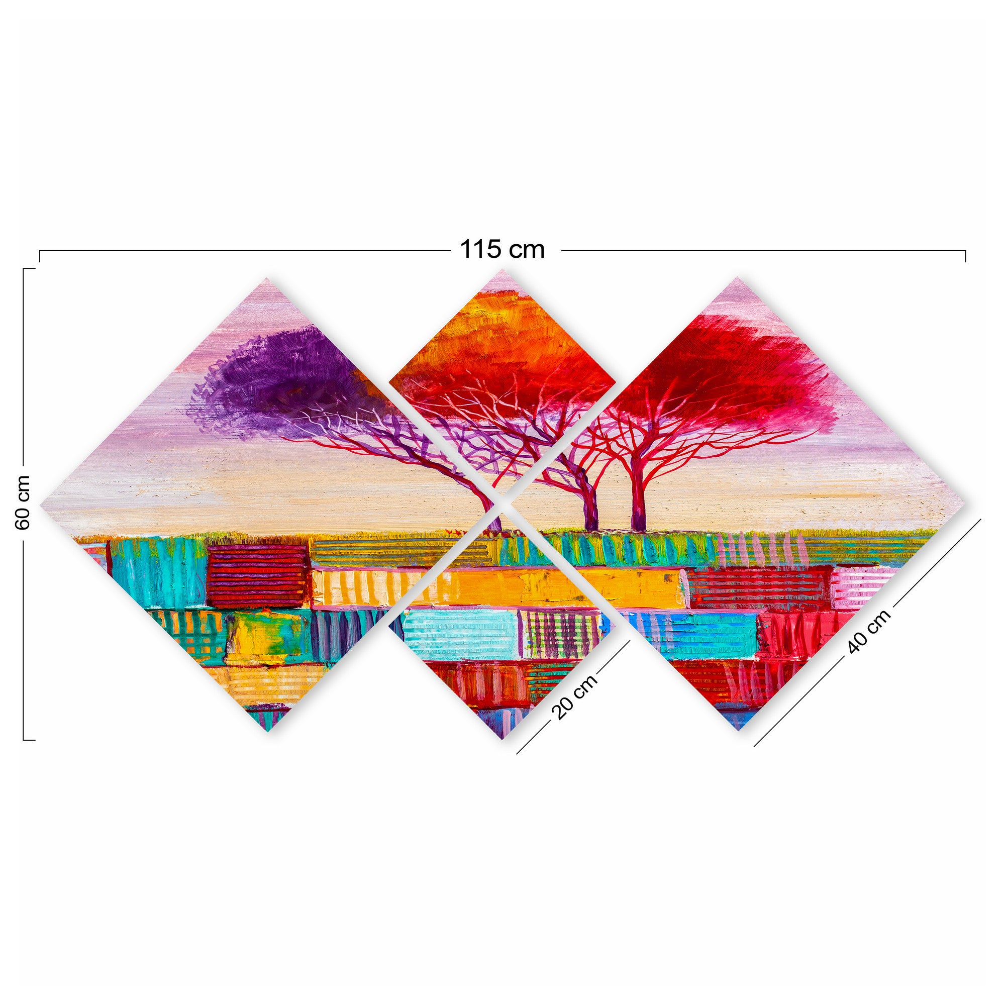 Conjunto Decorativo MDF Multicolor 4 Peças - Impressão UV Premium para Parede