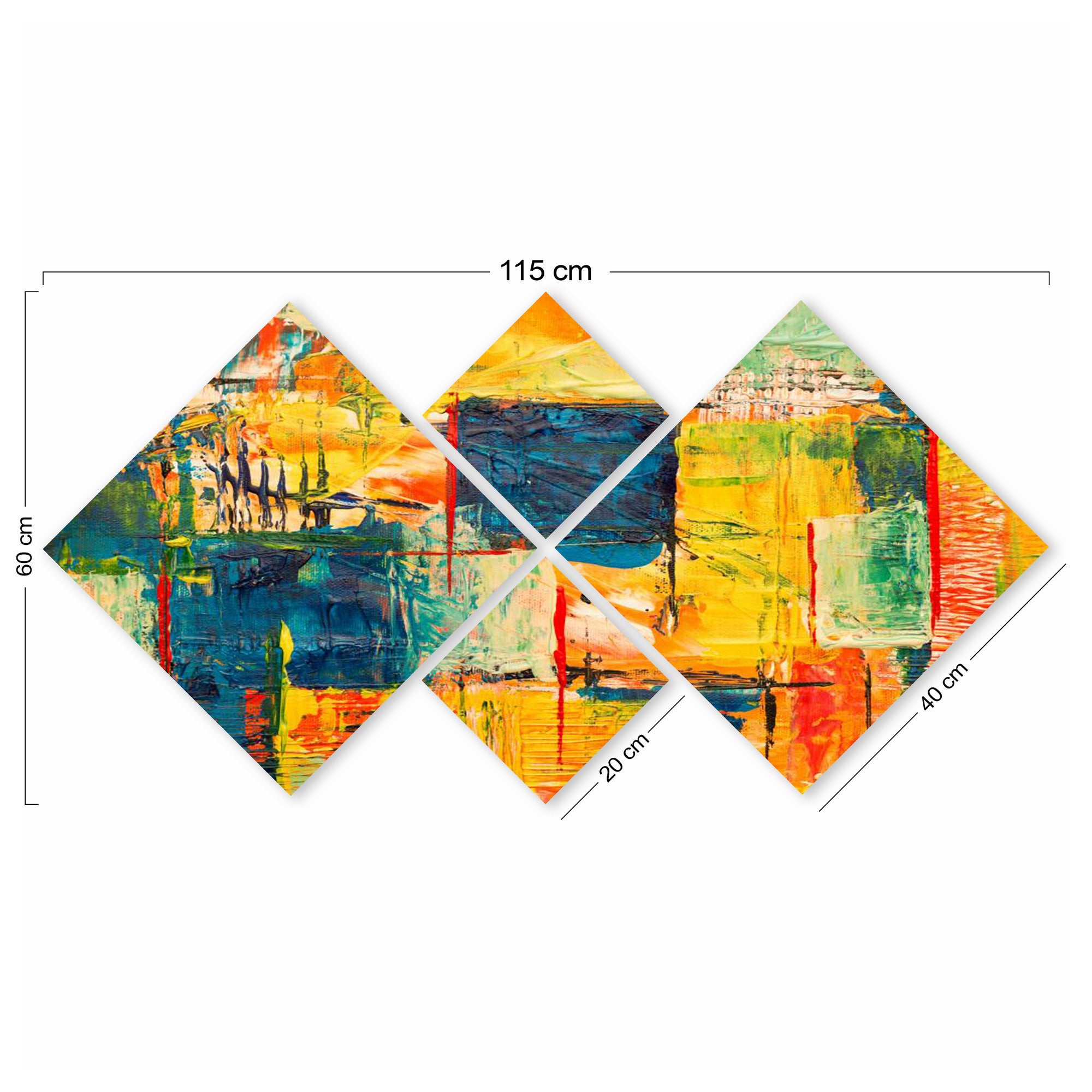 Conjunto Decorativo MDF Multicolor 4 Peças - Impressão UV Premium para Parede