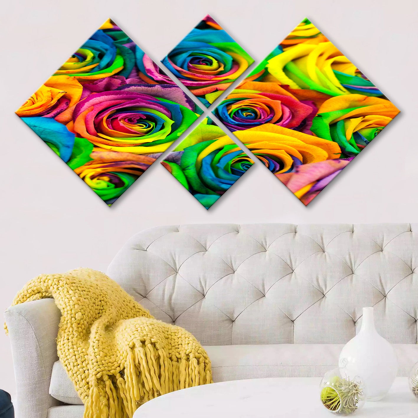 Conjunto Decorativo MDF Multicolor 4 Peças - Impressão UV Premium para Parede