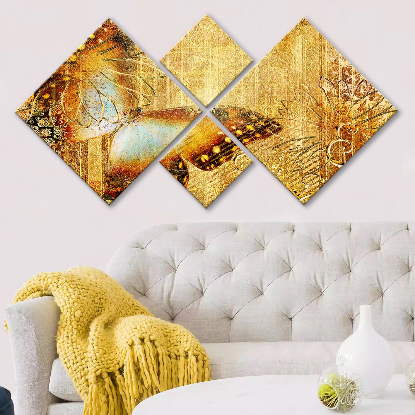 Conjunto Decorativo MDF Multicolor 4 Peças - Impressão UV Premium para Parede