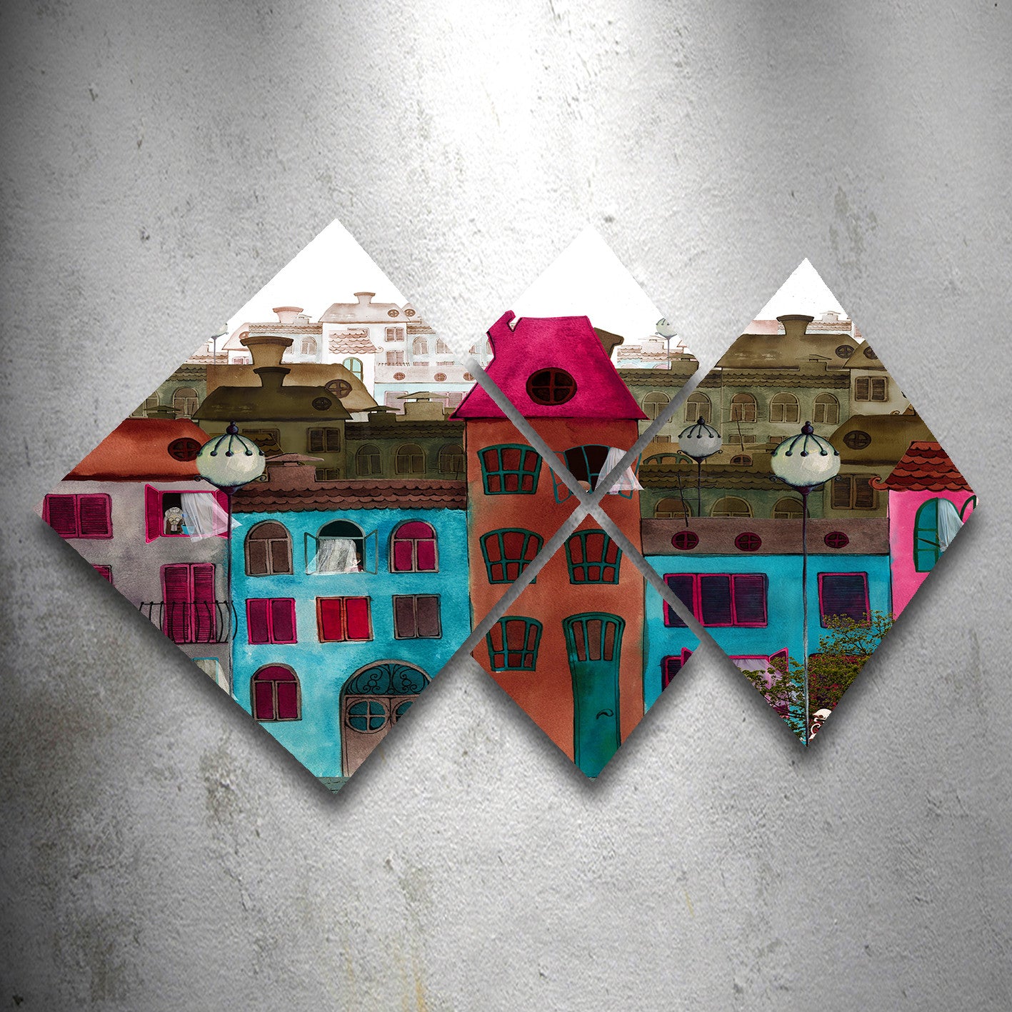 Conjunto Decorativo MDF Multicolor 4 Peças - Impressão UV Premium para Parede