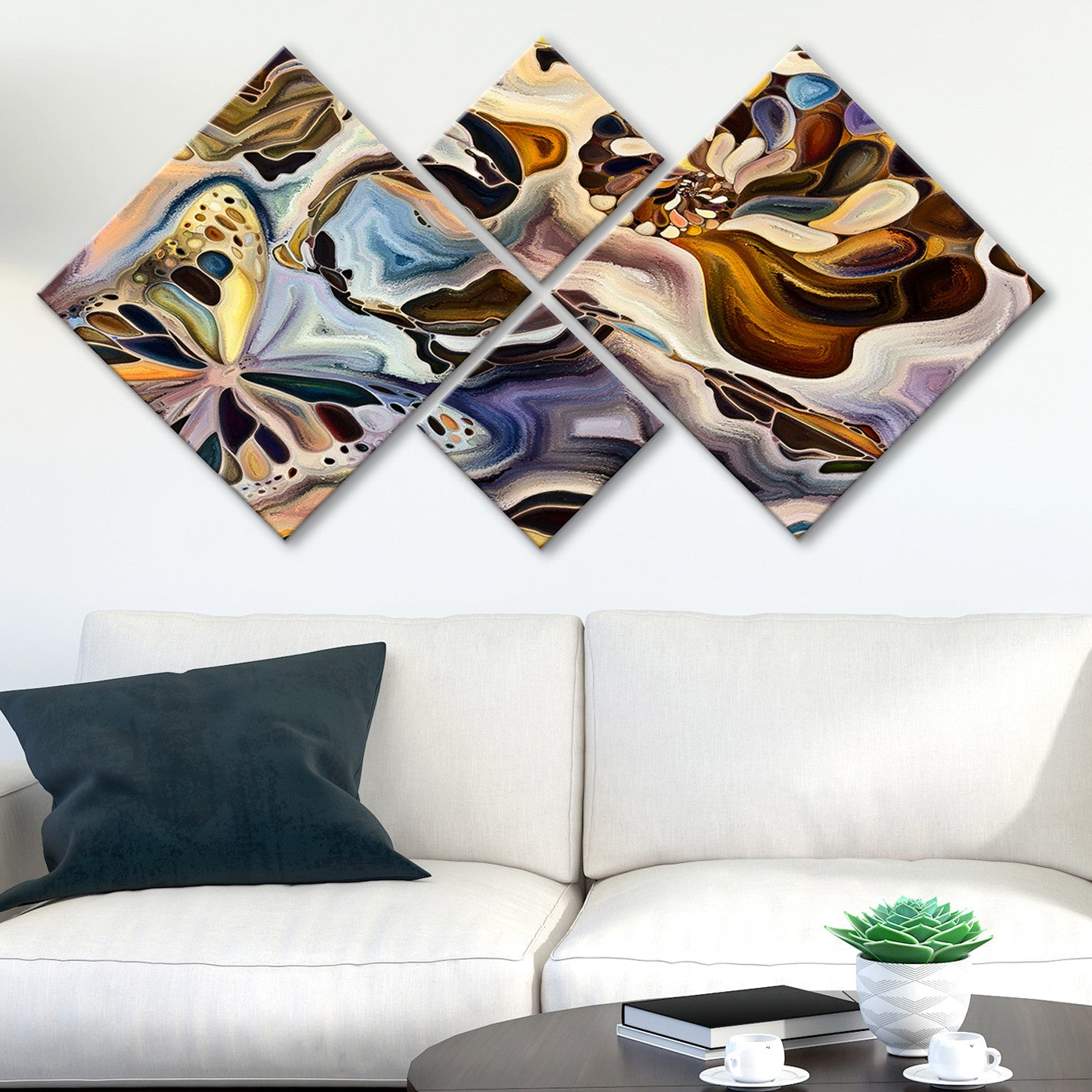 Conjunto Decorativo MDF Multicolor 4 Peças - Impressão UV Premium para Parede