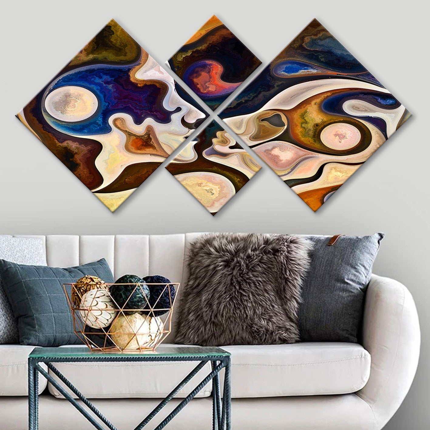 Conjunto Decorativo MDF Multicolor 4 Peças - Impressão UV Premium para Parede