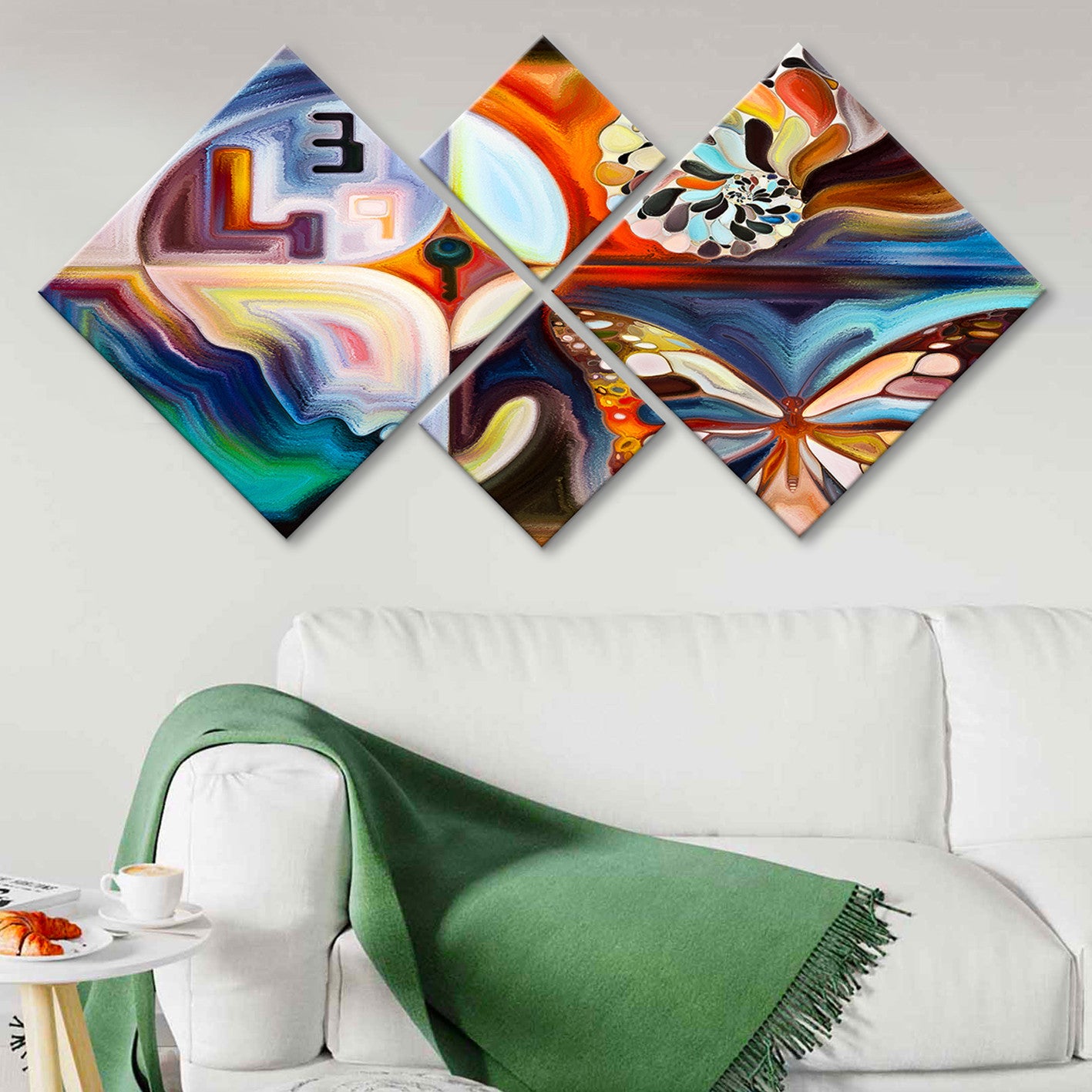 Conjunto Decorativo MDF Multicolor 4 Peças - Impressão UV Premium para Parede