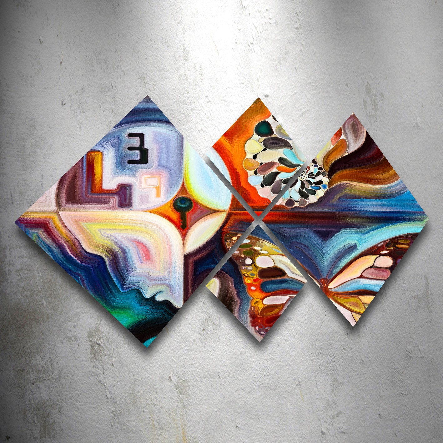 Conjunto Decorativo MDF Multicolor 4 Peças - Impressão UV Premium para Parede