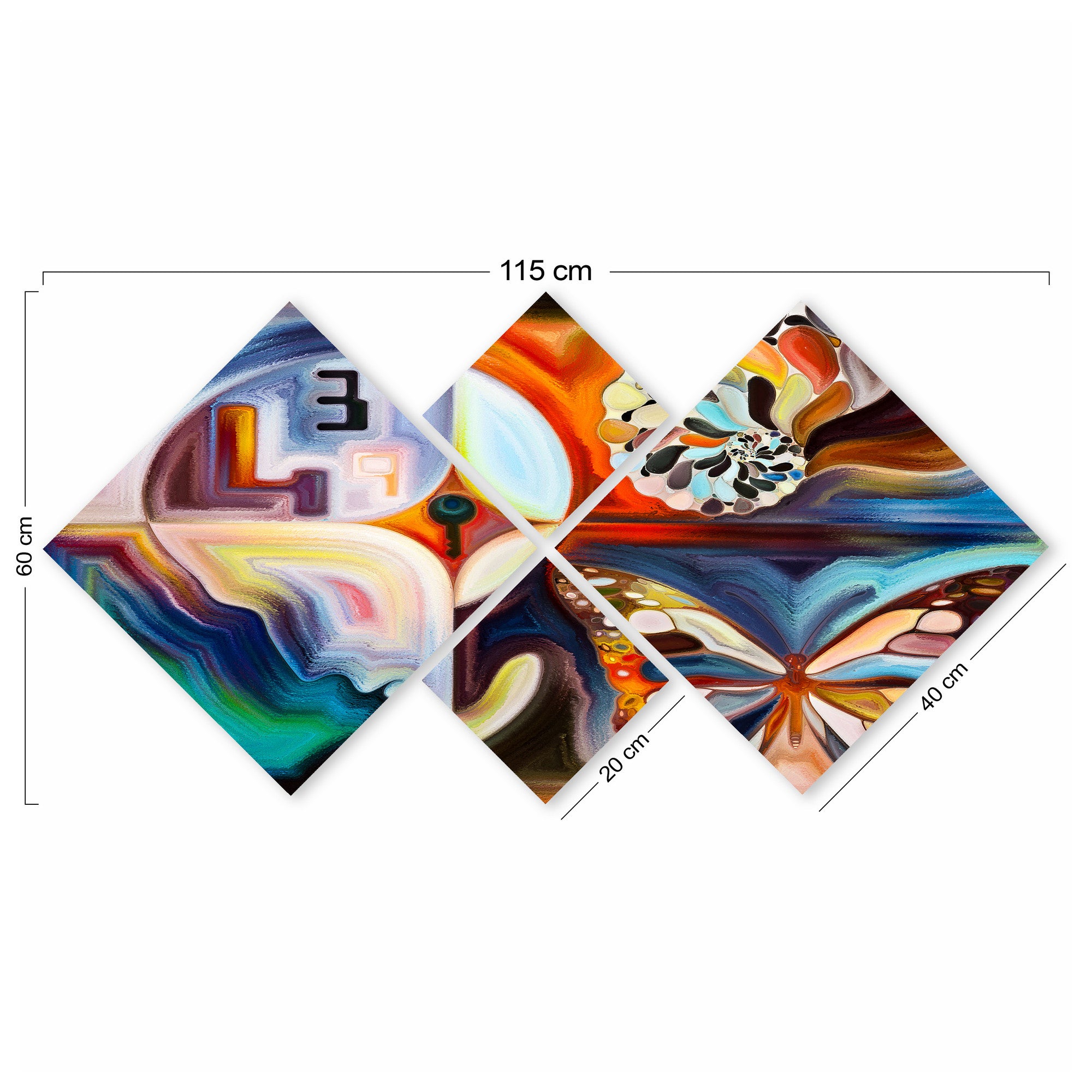 Conjunto Decorativo MDF Multicolor 4 Peças - Impressão UV Premium para Parede