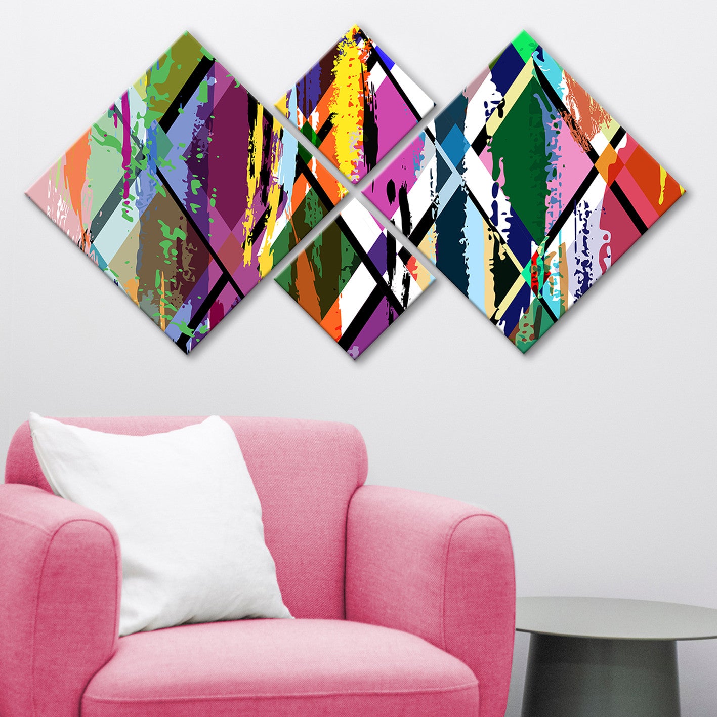 Conjunto Decorativo MDF Multicolor 4 Peças - Impressão UV Premium para Parede
