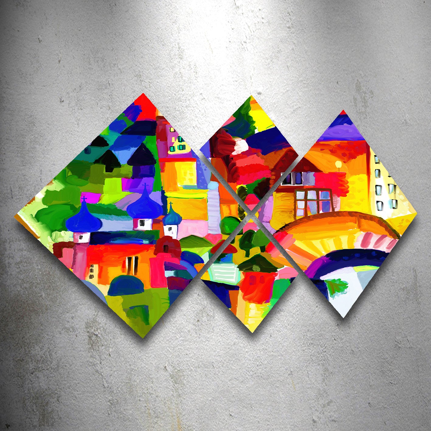 Conjunto Decorativo MDF Multicolor 4 Peças - Impressão UV Premium para Parede