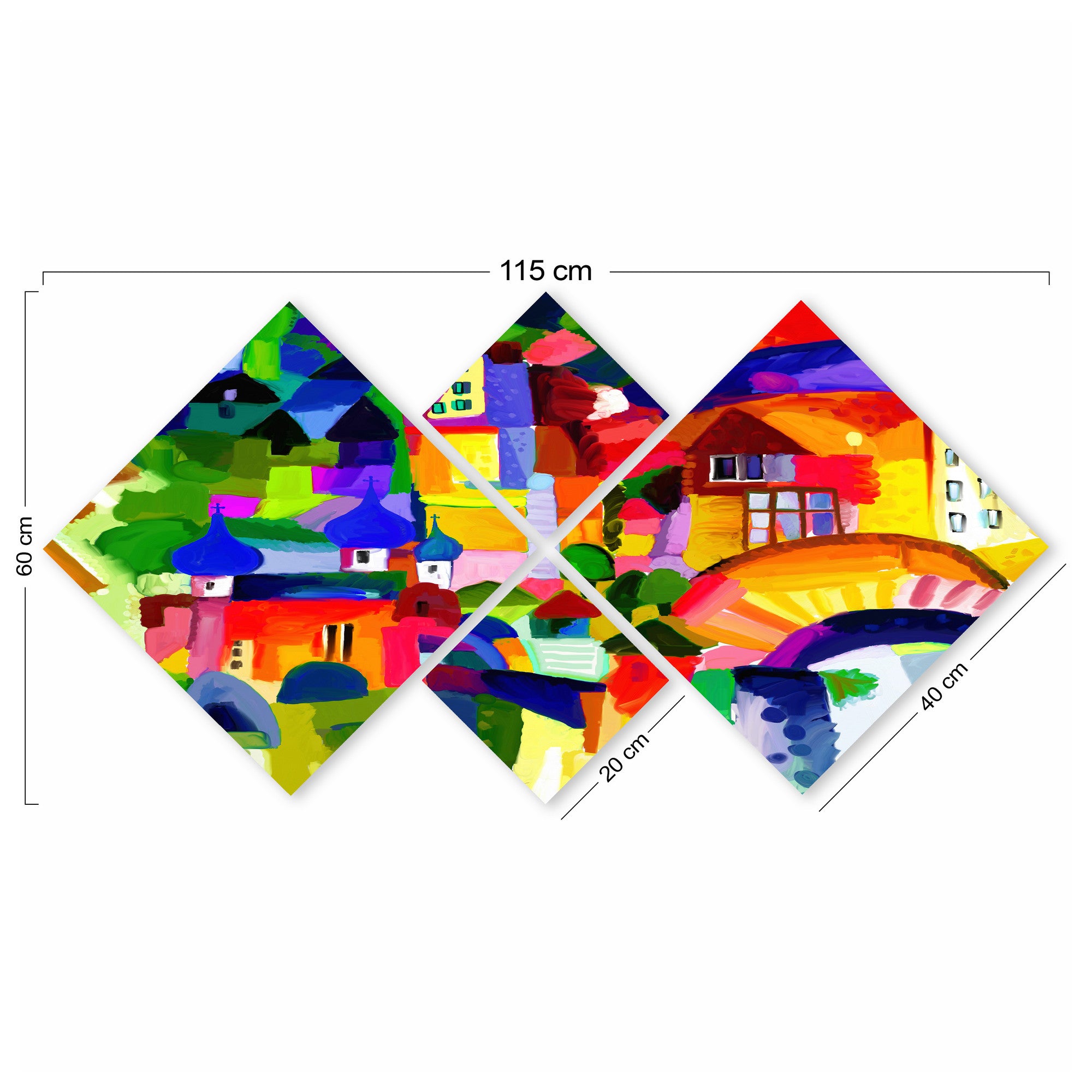 Conjunto Decorativo MDF Multicolor 4 Peças - Impressão UV Premium para Parede