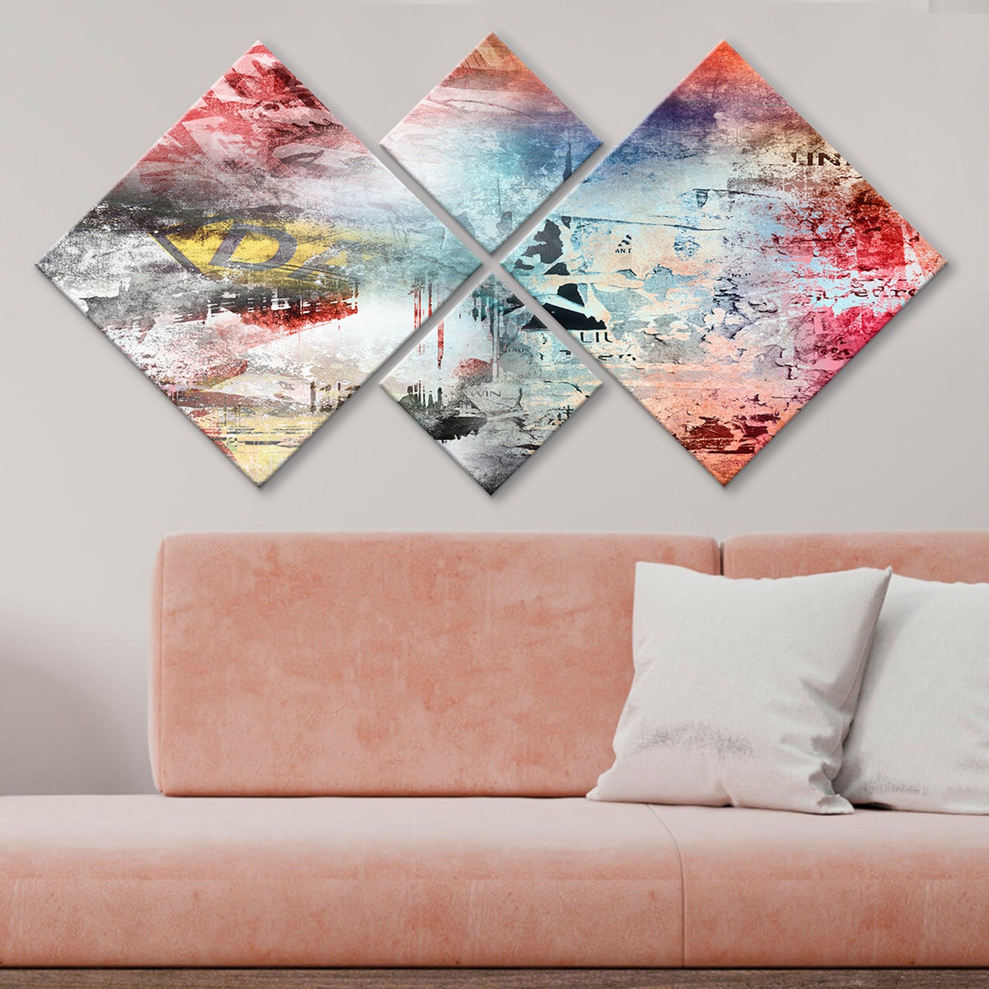 Conjunto Decorativo MDF Multicolor 4 Peças - Impressão UV Premium para Parede