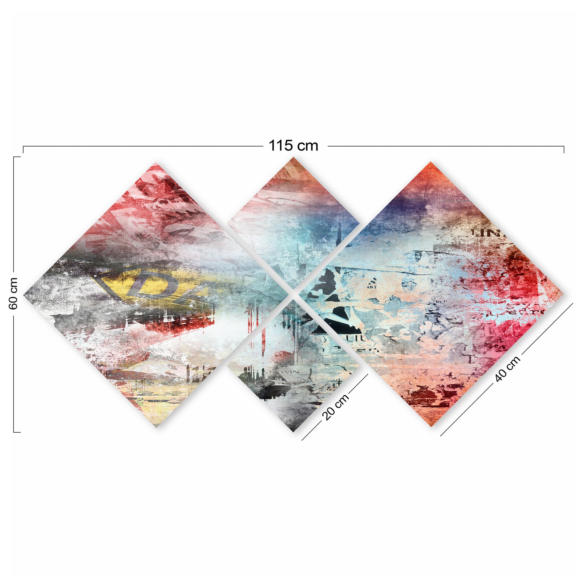 Conjunto Decorativo MDF Multicolor 4 Peças - Impressão UV Premium para Parede