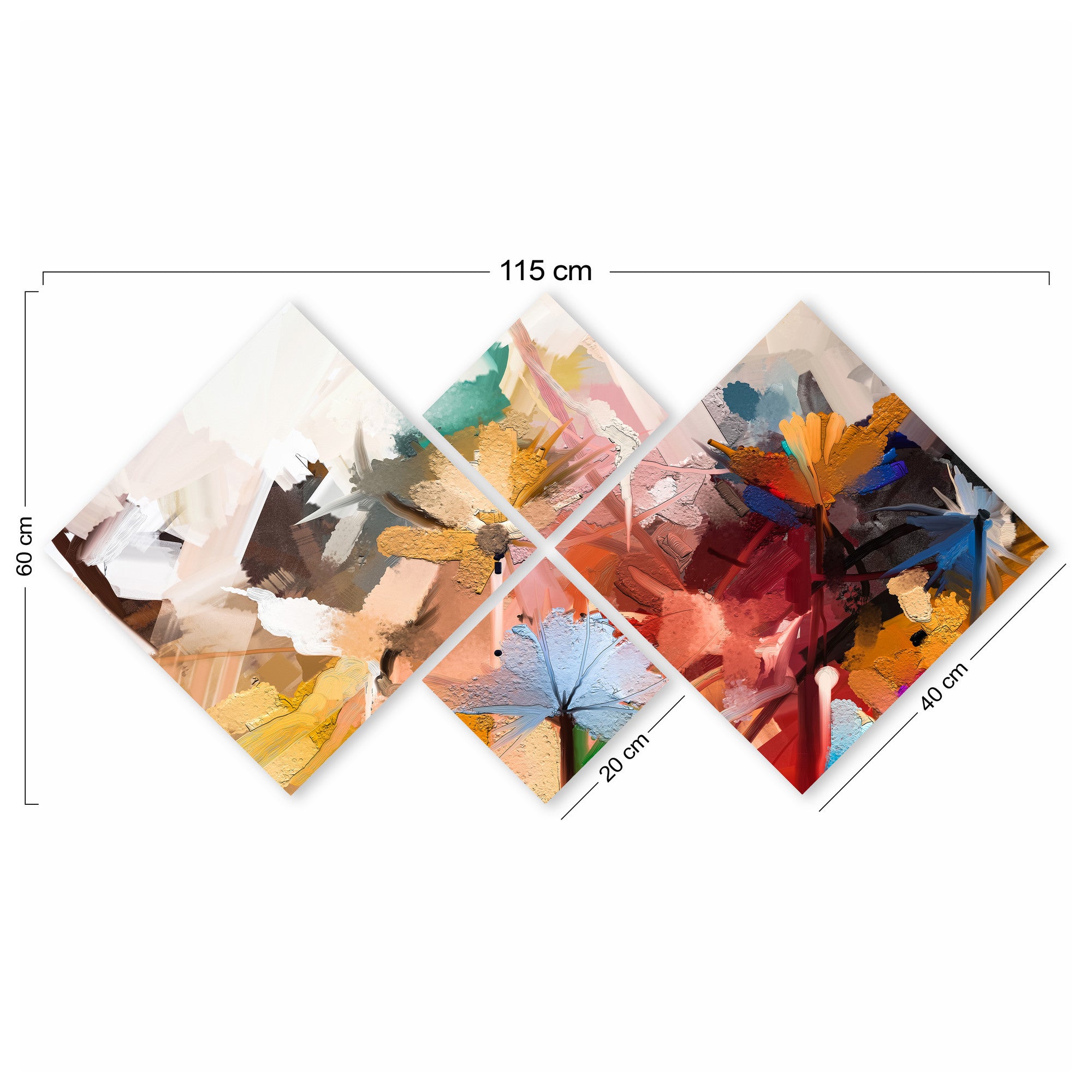 Conjunto Decorativo MDF Multicolor 4 Peças - Impressão UV Premium para Parede