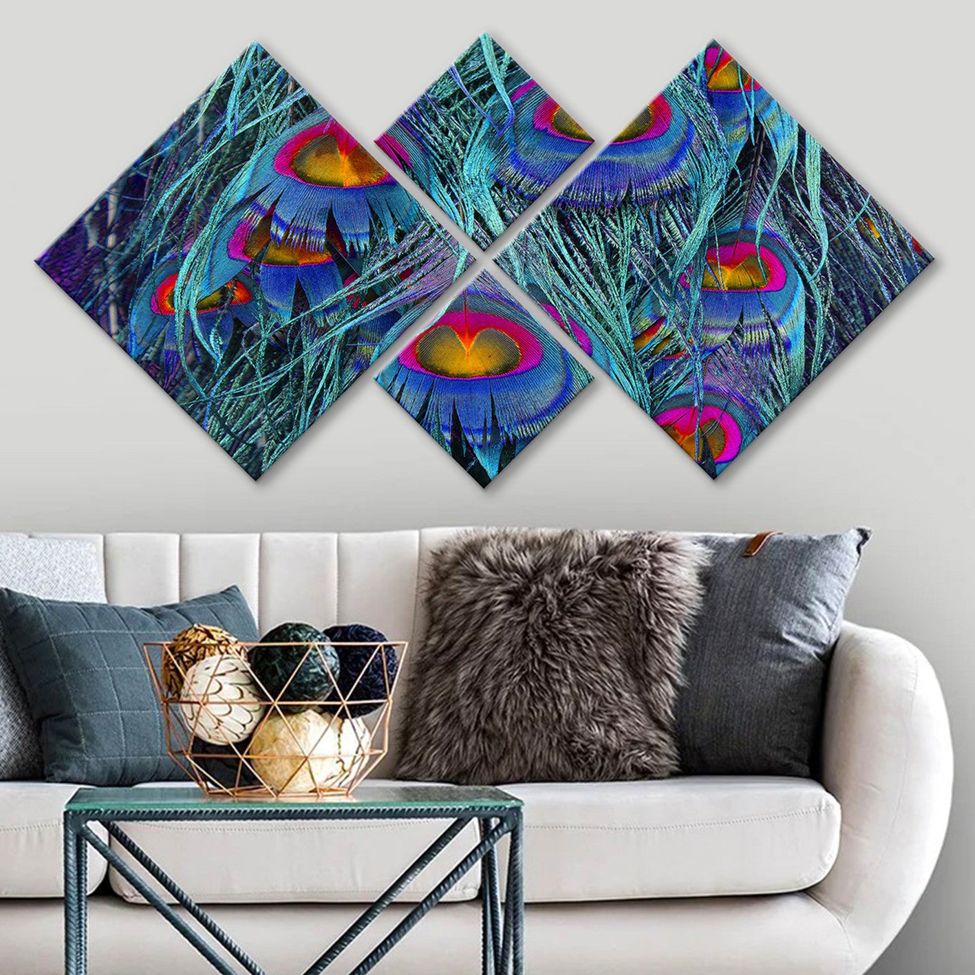 Conjunto Decorativo MDF Multicolor 4 Peças - Impressão UV Premium para Parede