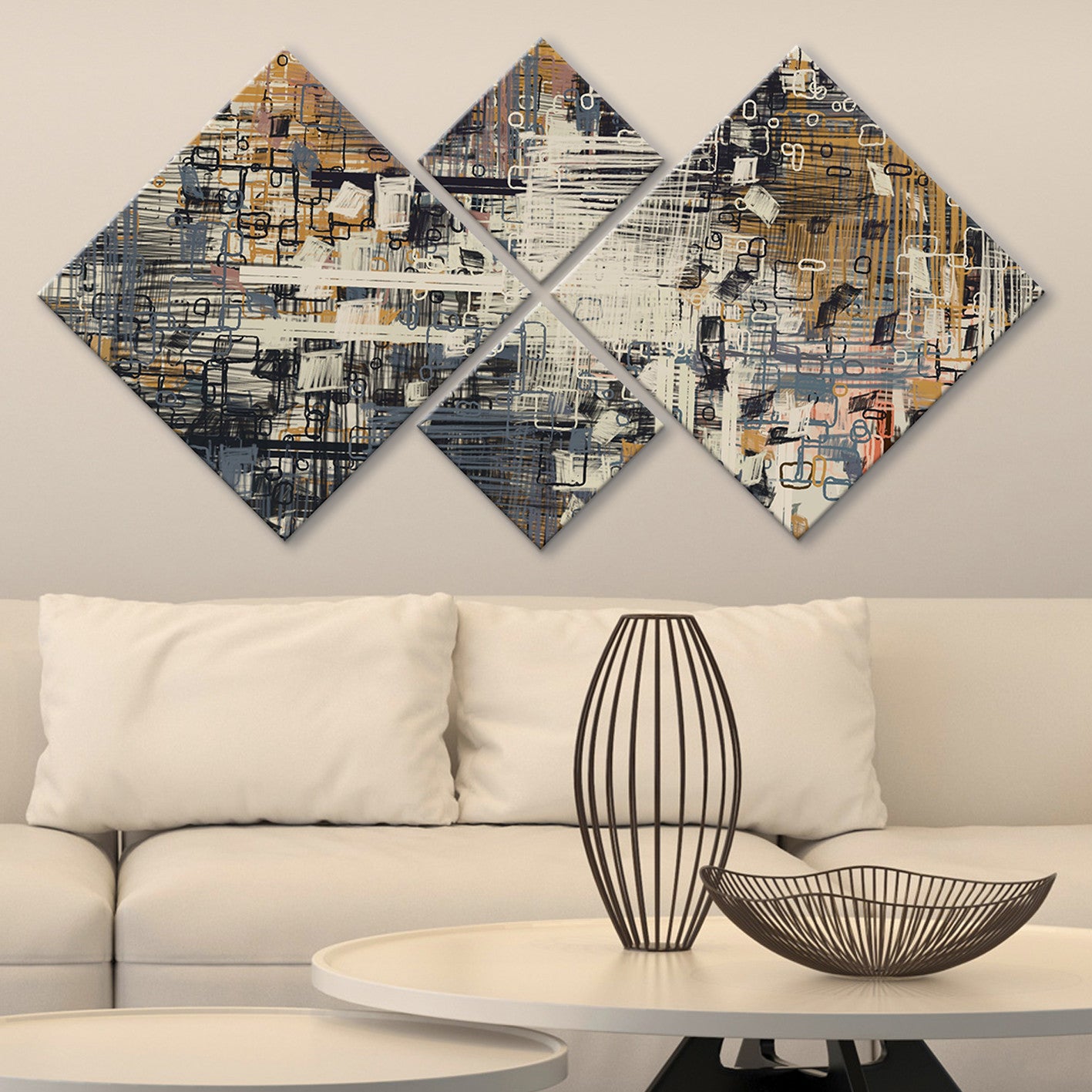 Conjunto Decorativo MDF Multicolor 4 Peças - Impressão UV Premium para Parede