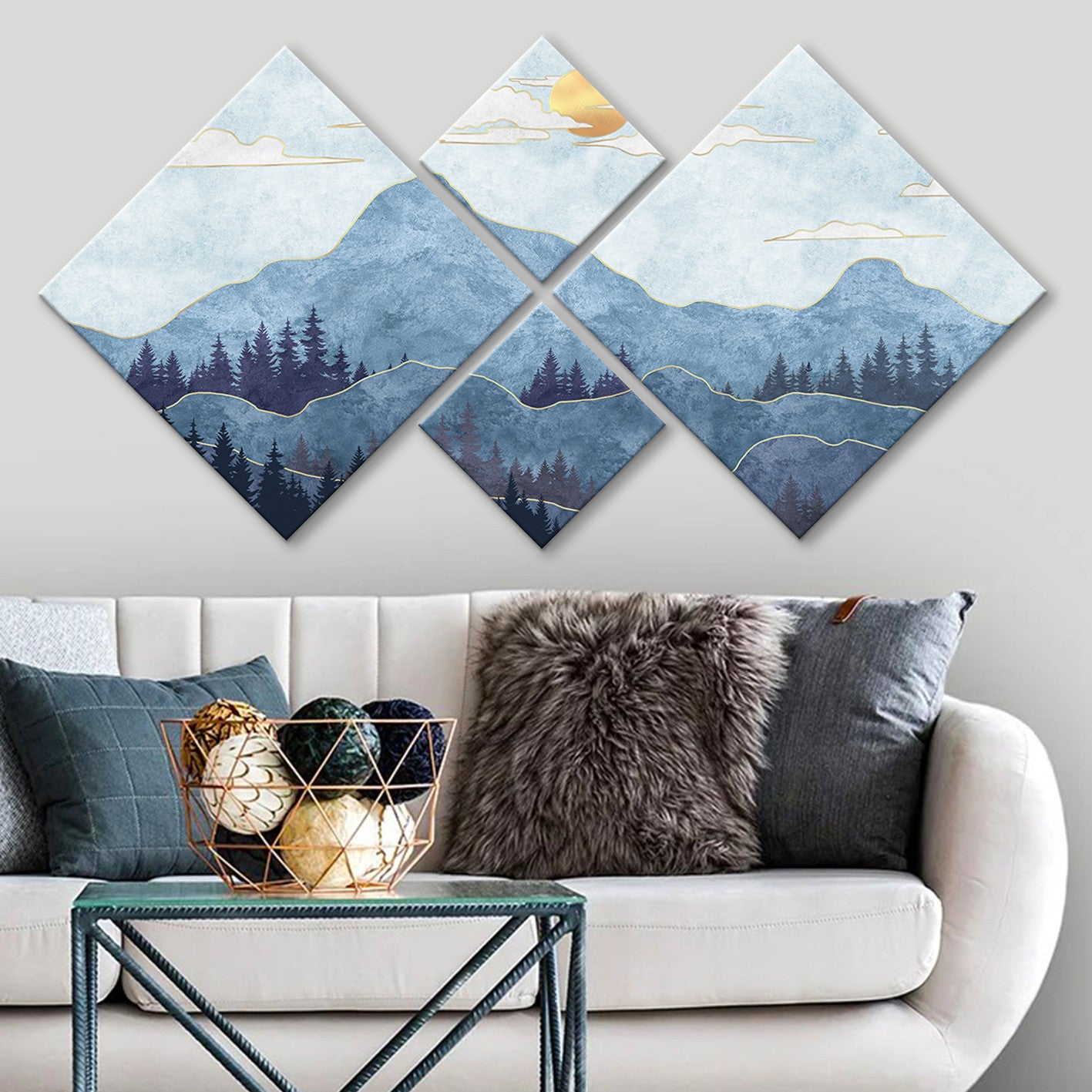 Conjunto Decorativo MDF Multicolor 4 Peças - Impressão UV Premium para Parede