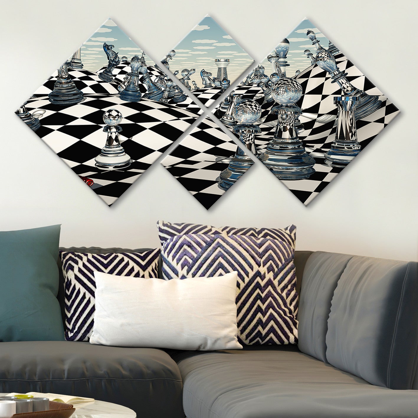 Conjunto Decorativo MDF Multicolor 4 Peças - Impressão UV Premium para Parede