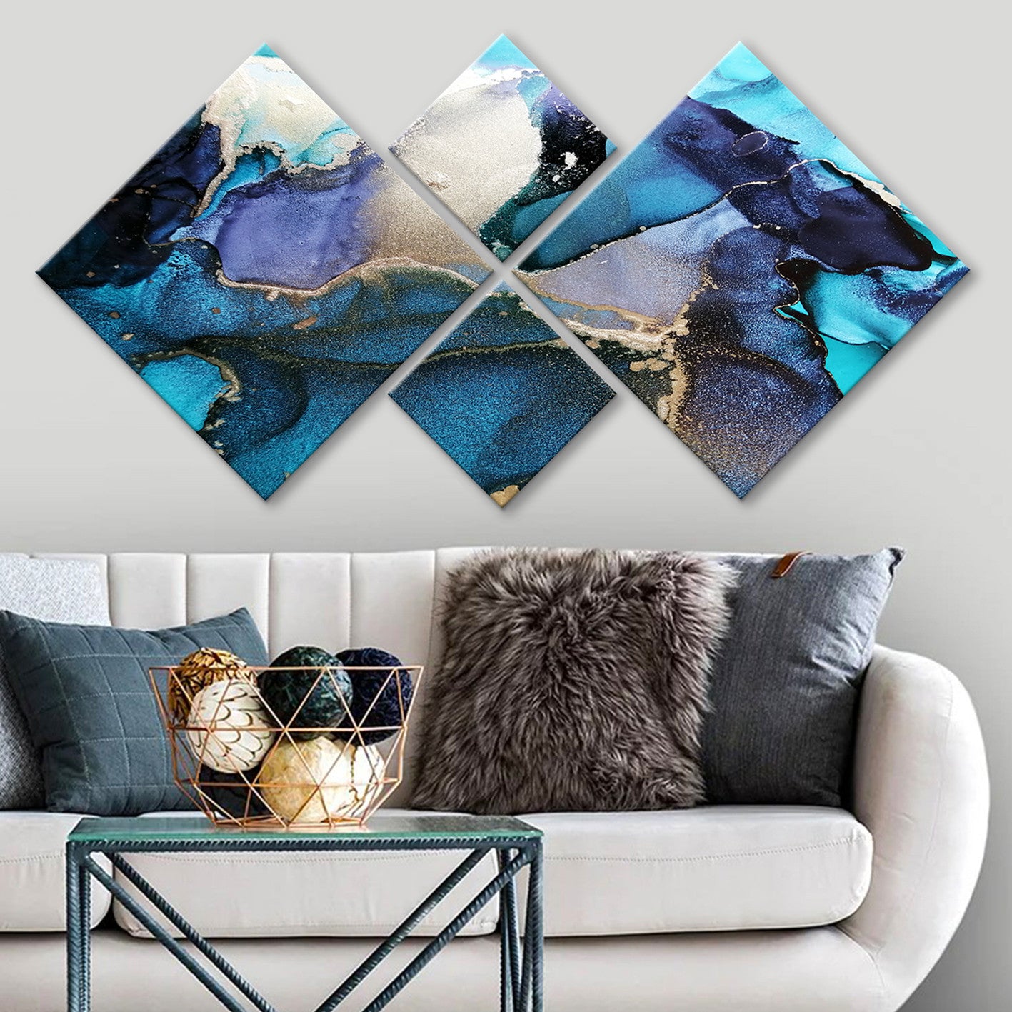 Conjunto Decorativo MDF Multicolor 4 Peças - Impressão UV Premium para Parede