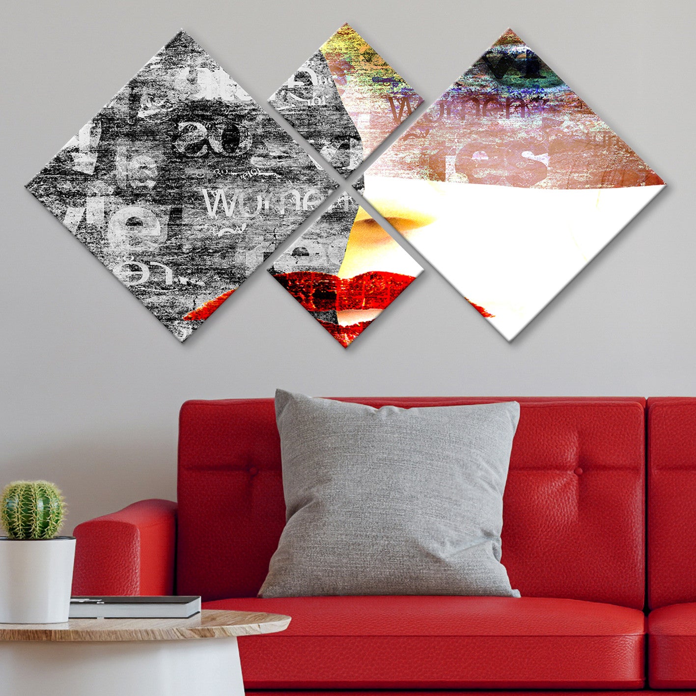 Conjunto Decorativo MDF Multicolor 4 Peças - Impressão UV Premium para Parede