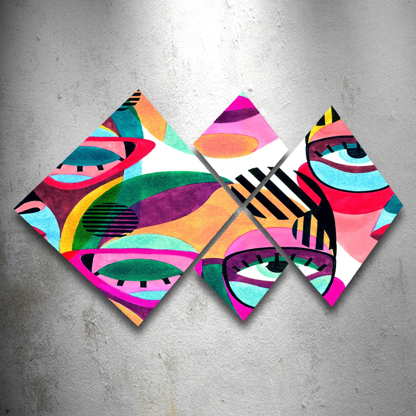 Conjunto Decorativo MDF Multicolor 4 Peças - Impressão UV Premium para Parede