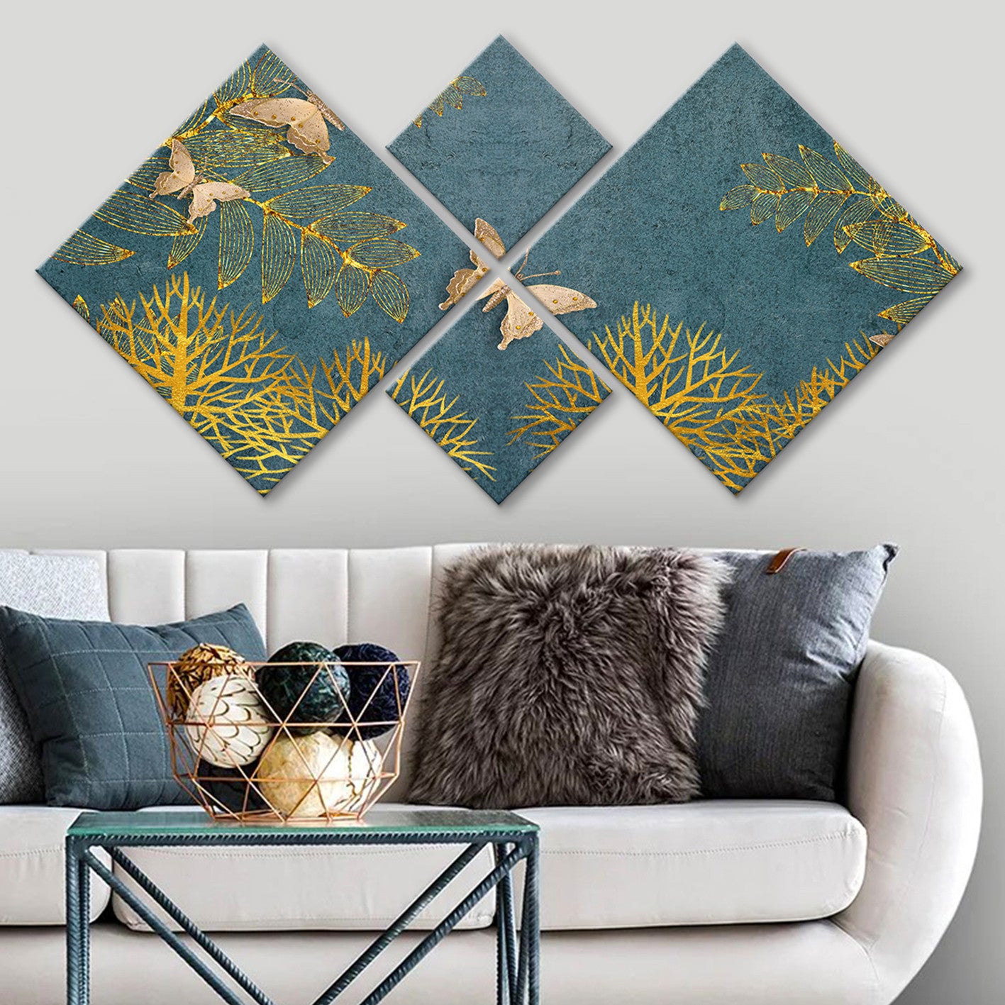 Conjunto Decorativo MDF Multicolor 4 Peças - Impressão UV Premium para Parede