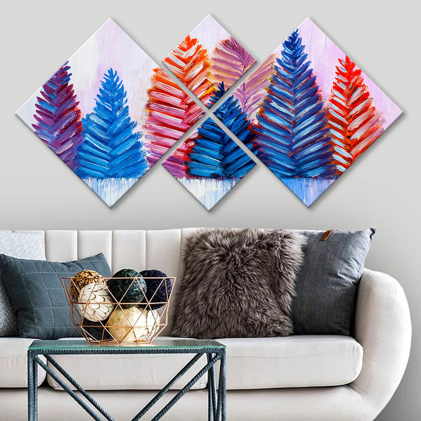 Conjunto Decorativo MDF Multicolor 4 Peças - Impressão UV Premium para Parede