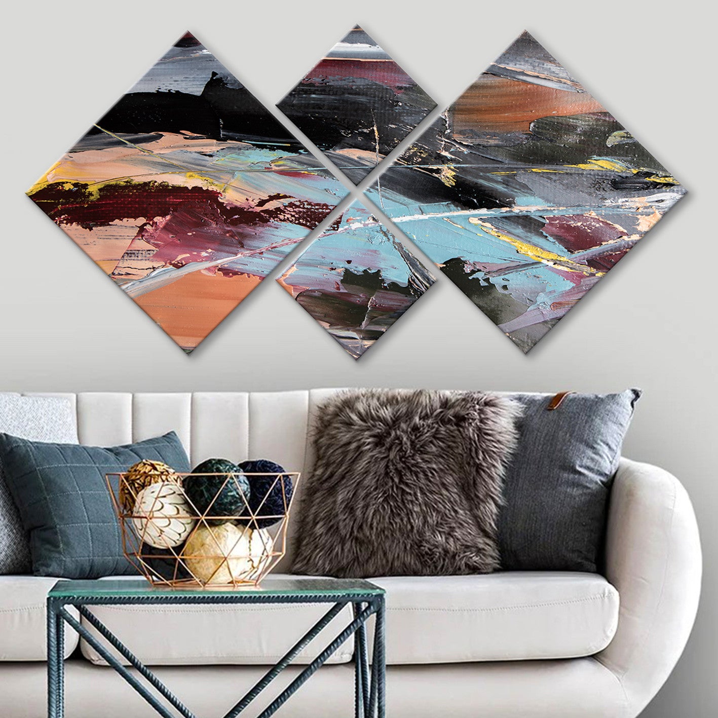 Conjunto Decorativo MDF Multicolor 4 Peças - Impressão UV Premium para Parede