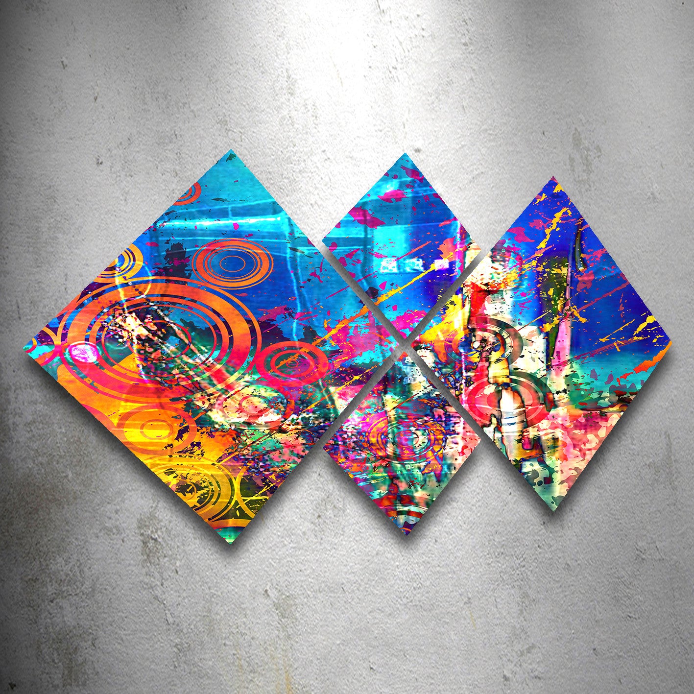 Conjunto Decorativo MDF Multicolor 4 Peças - Impressão UV Premium para Parede