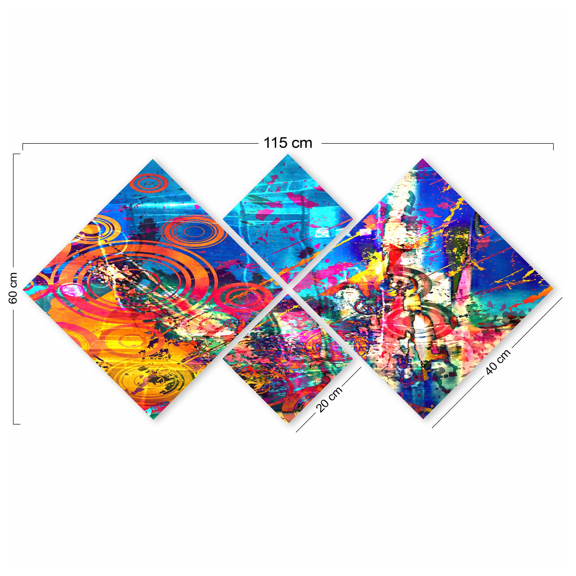 Conjunto Decorativo MDF Multicolor 4 Peças - Impressão UV Premium para Parede