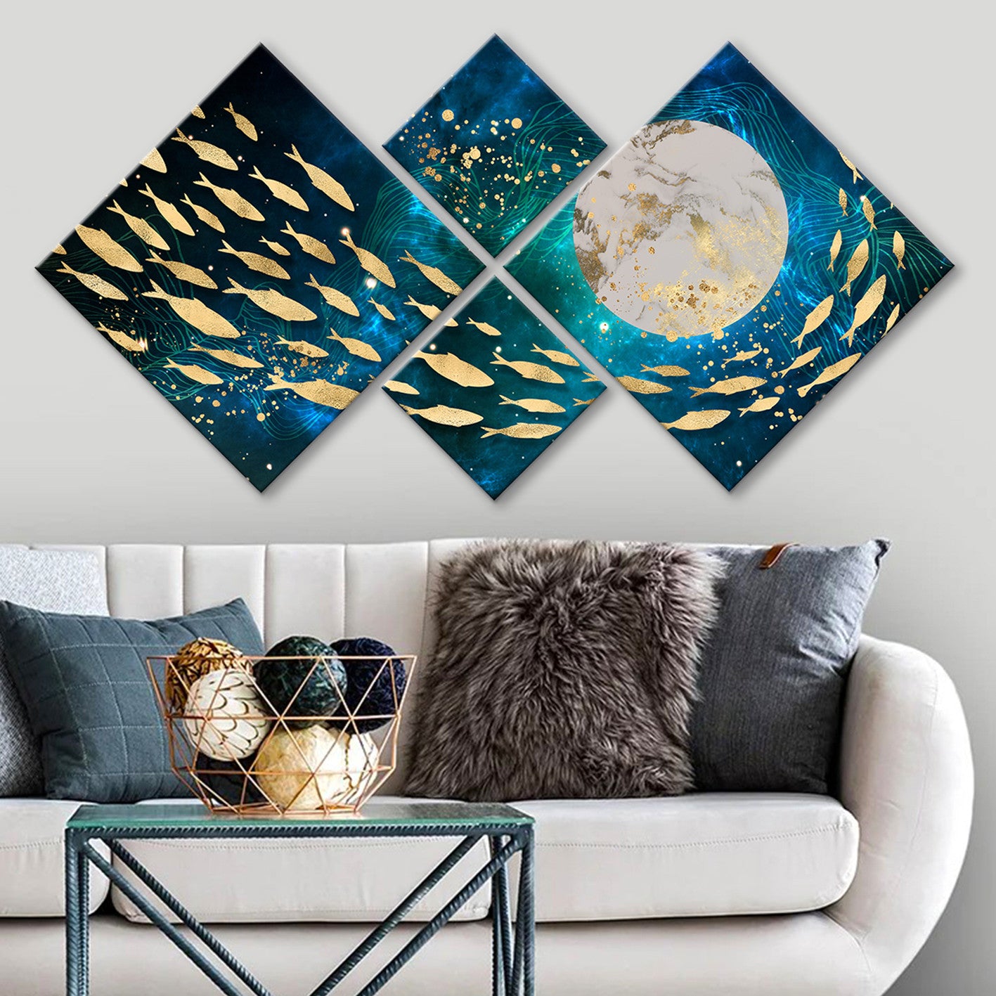 Conjunto Decorativo MDF Multicolor 4 Peças - Impressão UV Premium para Parede