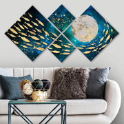 Conjunto Decorativo MDF Multicolor 4 Peças - Impressão UV Premium para Parede