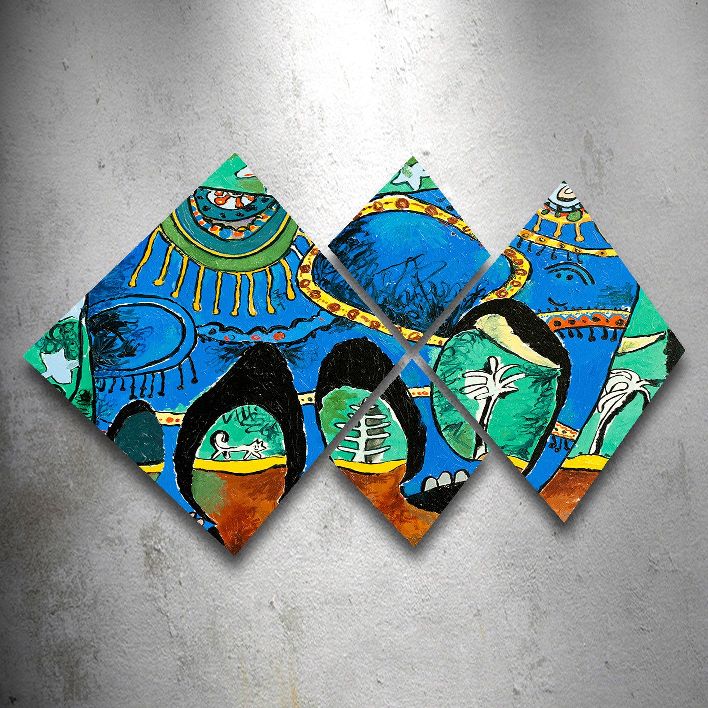 Conjunto Decorativo MDF Multicolor 4 Peças - Impressão UV Premium para Parede