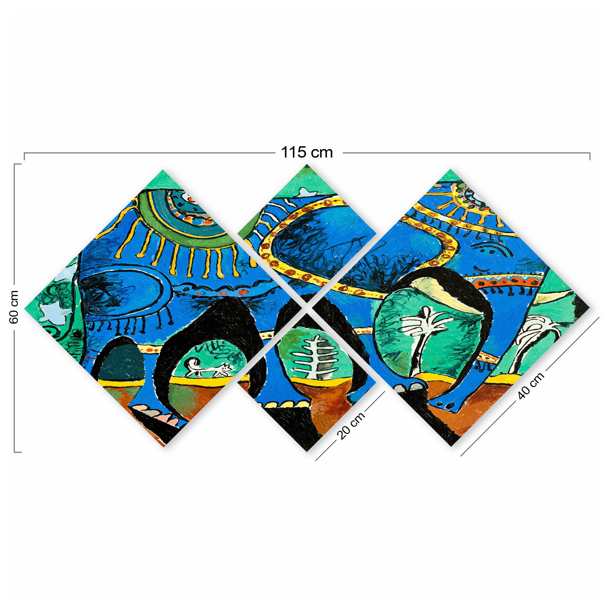 Conjunto Decorativo MDF Multicolor 4 Peças - Impressão UV Premium para Parede