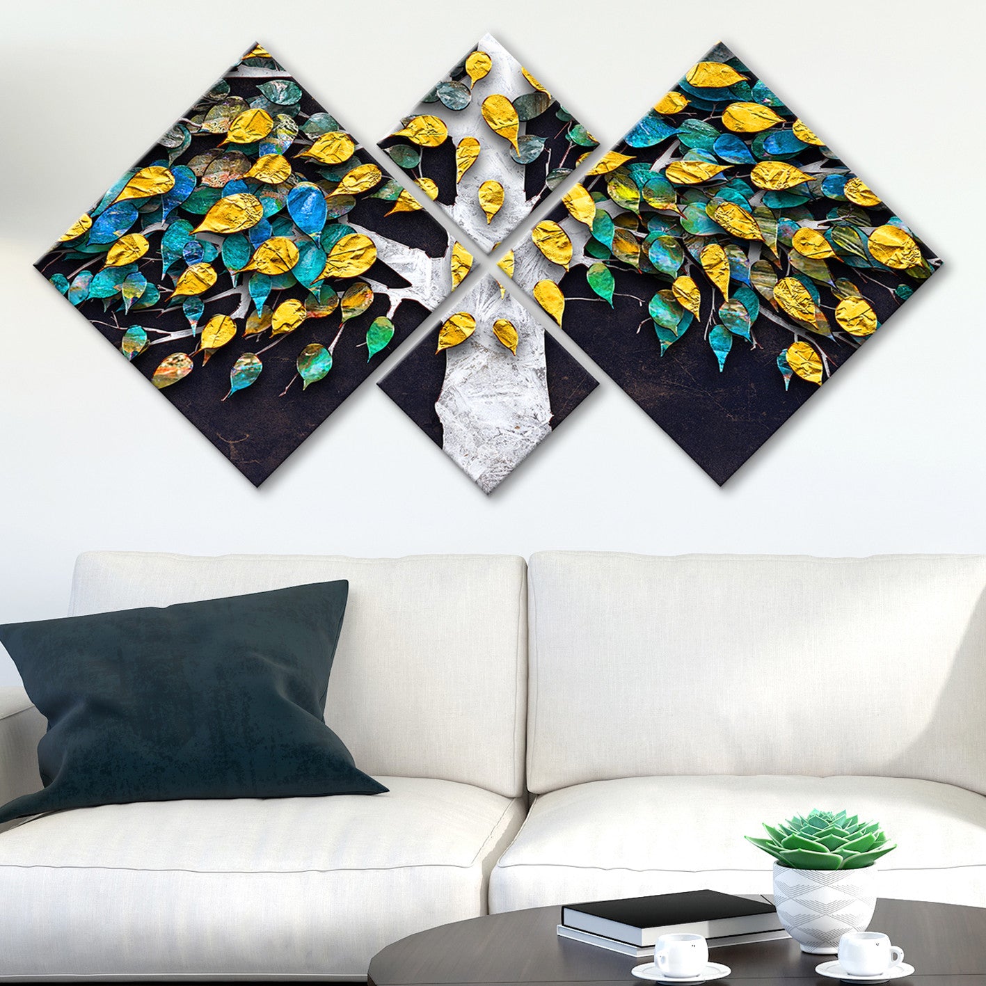 Conjunto Decorativo MDF Multicolor 4 Peças - Impressão UV Premium para Parede