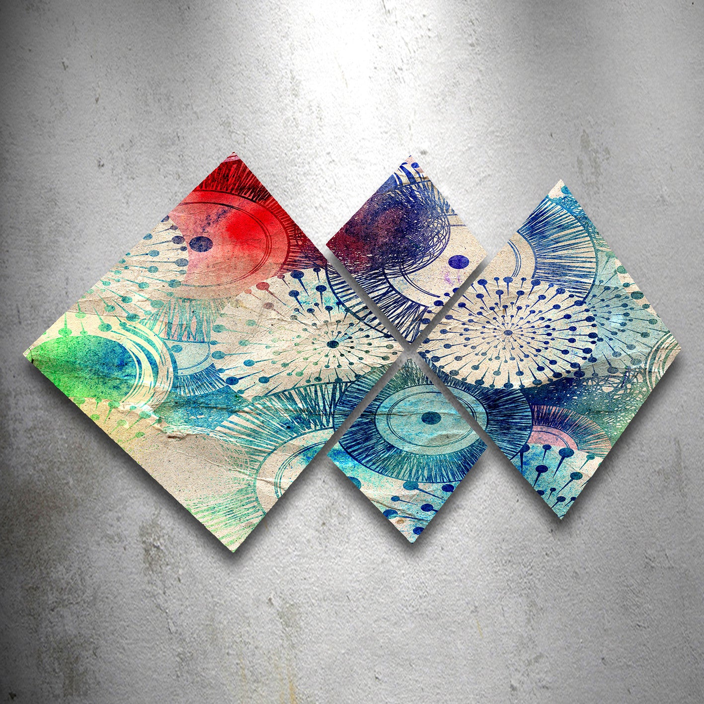 Conjunto Decorativo MDF Multicolor 4 Peças - Impressão UV Premium para Parede