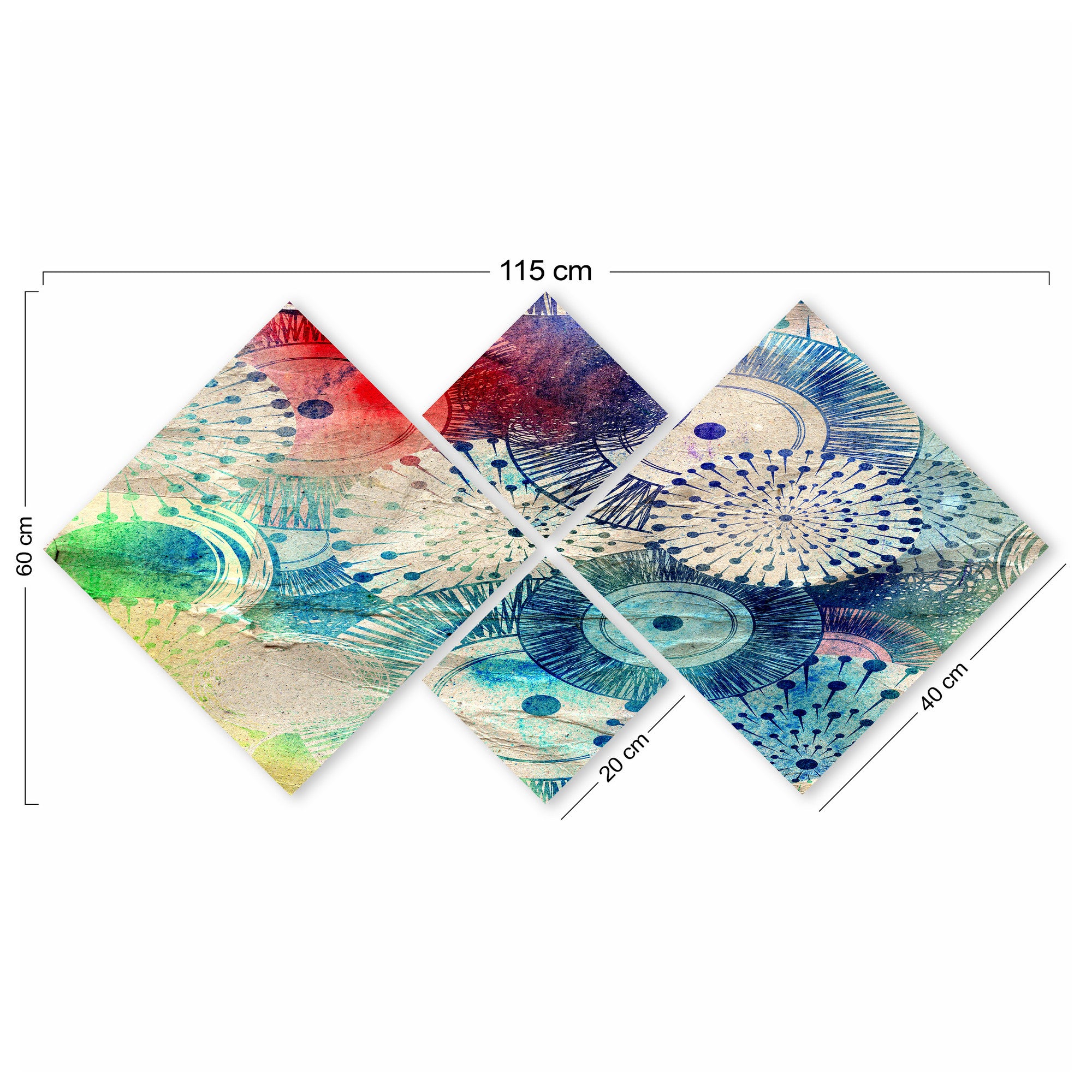 Conjunto Decorativo MDF Multicolor 4 Peças - Impressão UV Premium para Parede