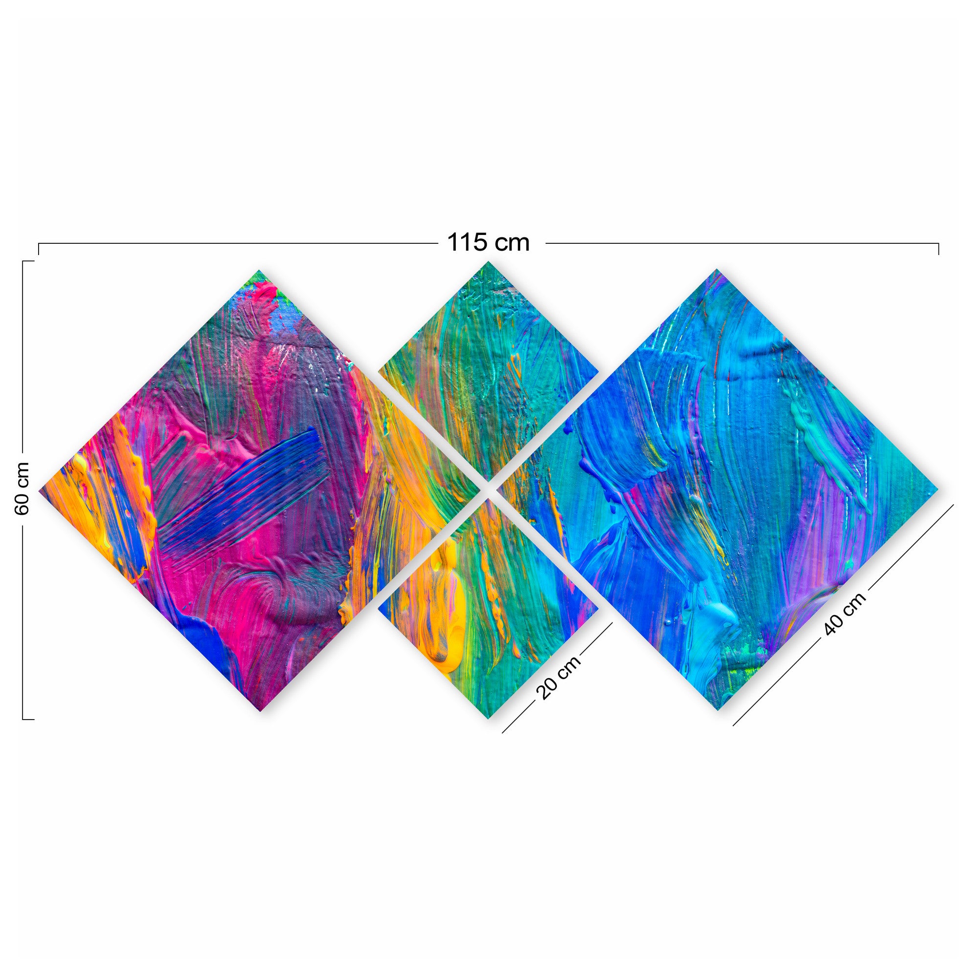 Conjunto Decorativo MDF Multicolor 4 Peças - Impressão UV Premium para Parede