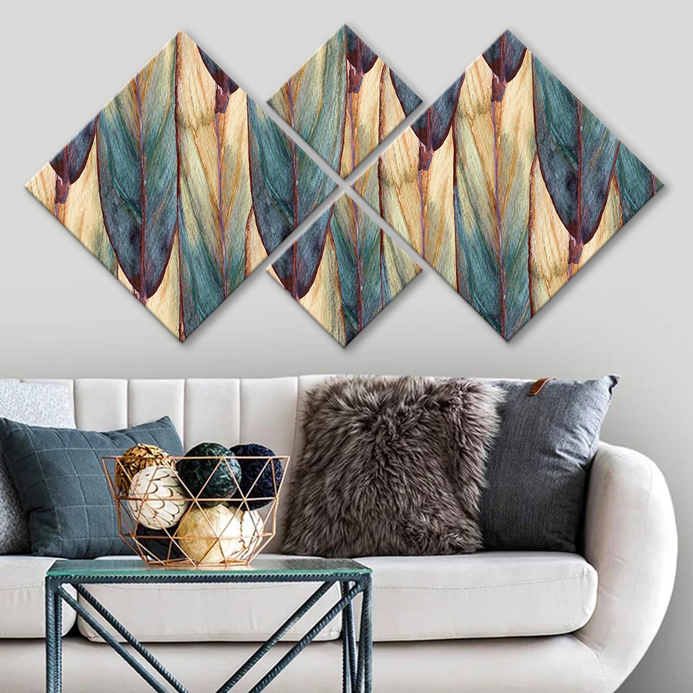 Conjunto Decorativo MDF Multicolor 4 Peças - Impressão UV Premium para Parede