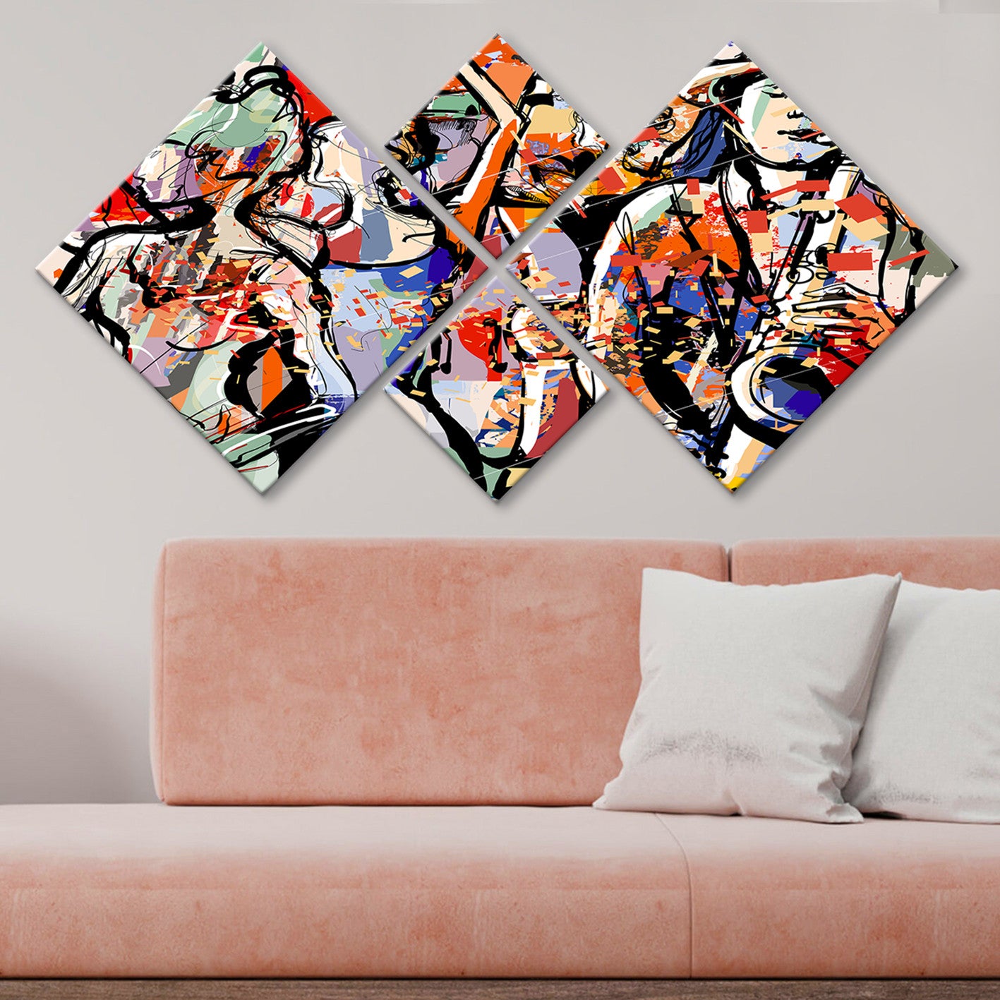 Conjunto Decorativo MDF Multicolor 4 Peças - Impressão UV Premium para Parede