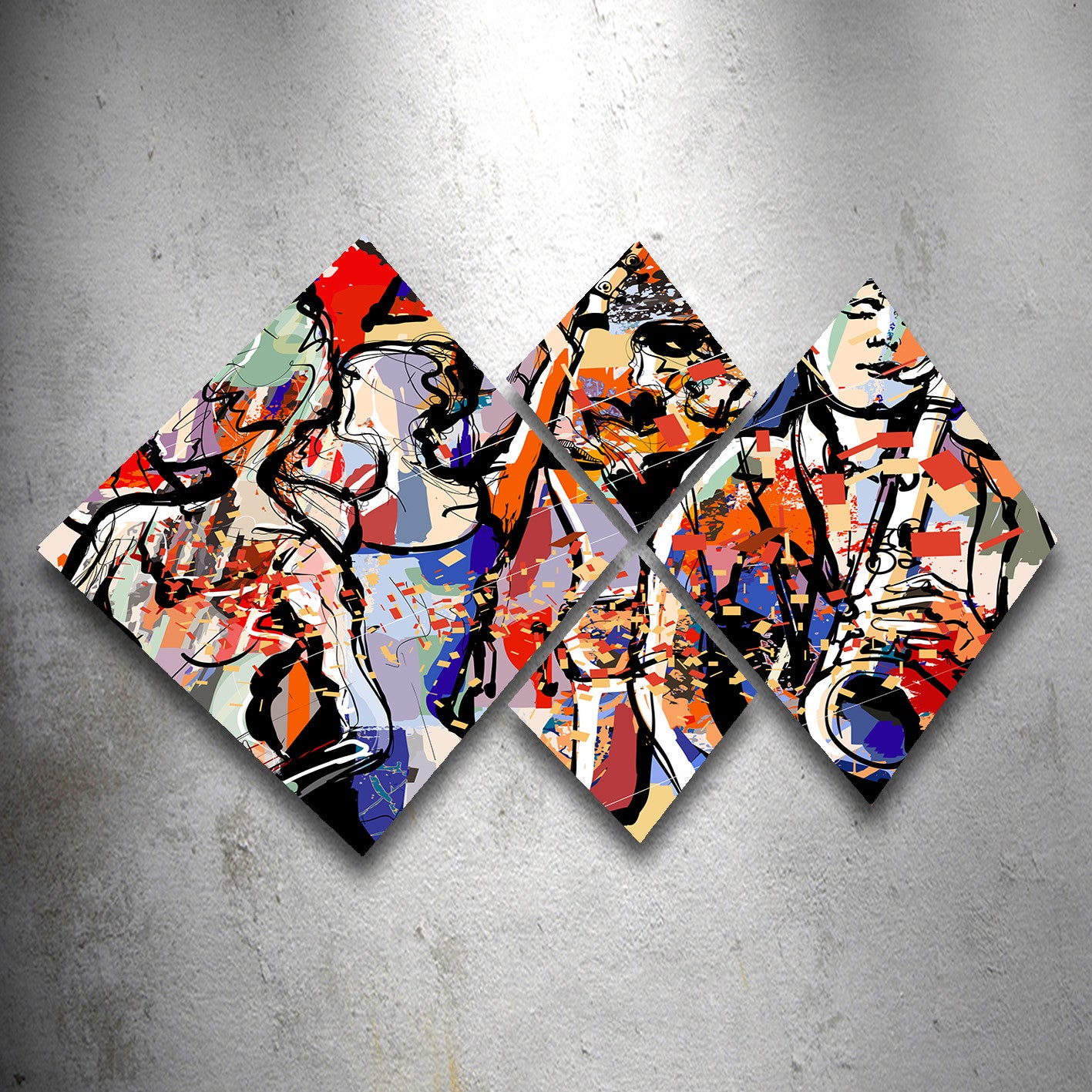 Conjunto Decorativo MDF Multicolor 4 Peças - Impressão UV Premium para Parede