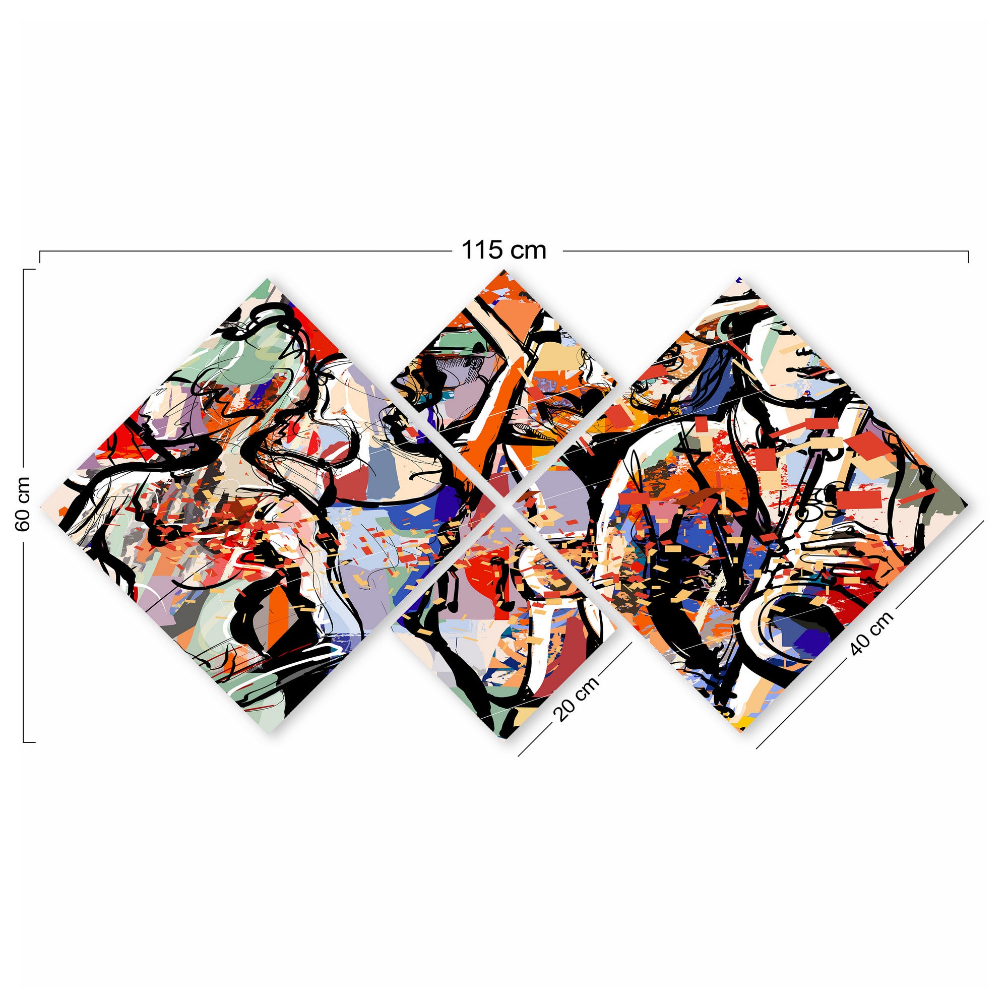 Conjunto Decorativo MDF Multicolor 4 Peças - Impressão UV Premium para Parede